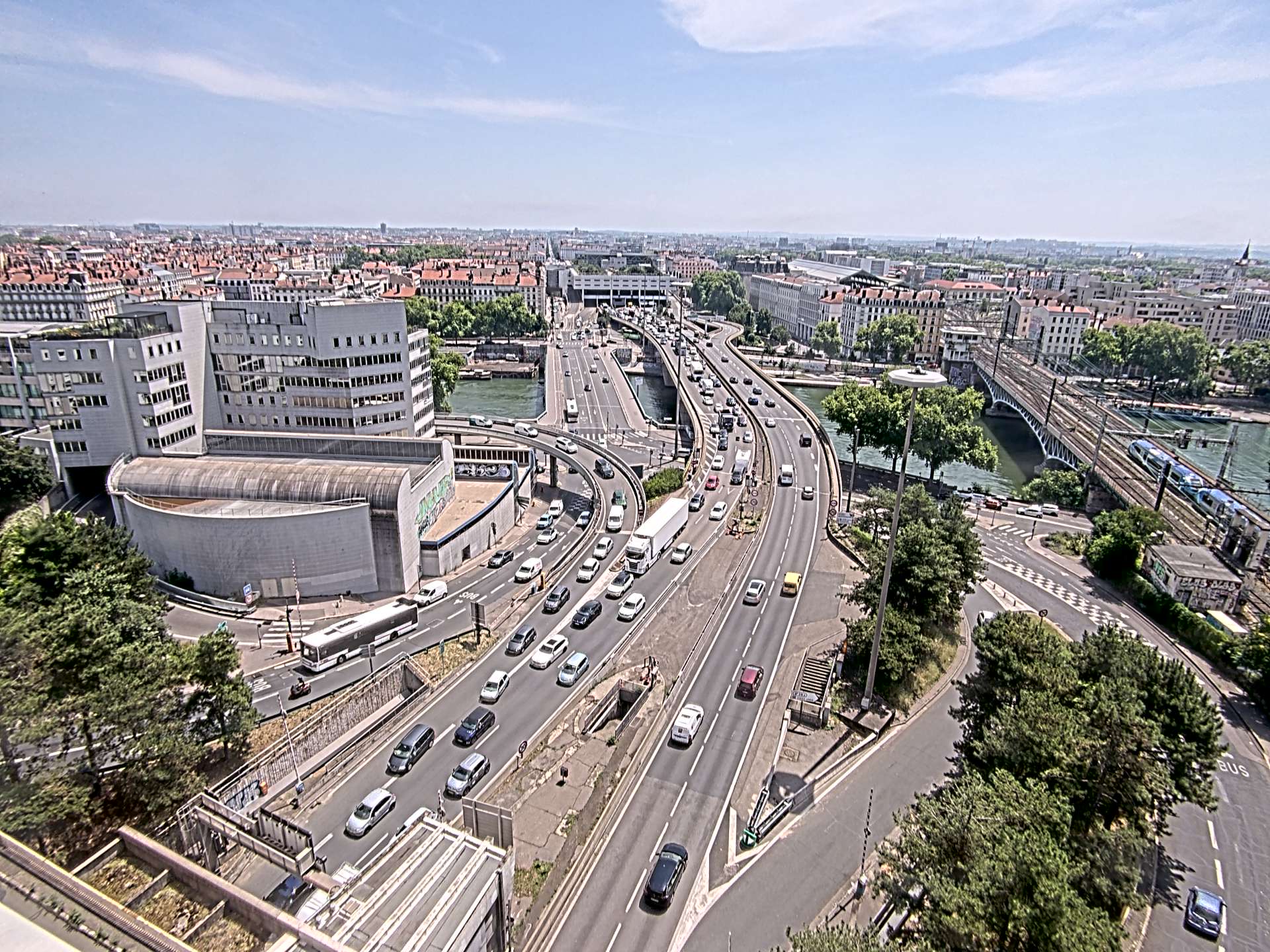 Caméra autoroute à Lyon Perrache à l'entrée Sud du Tunnel sous Fourvière, en direction de Marseille