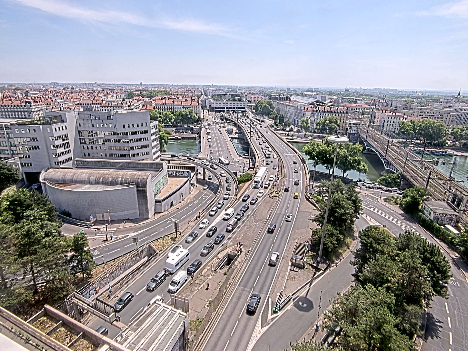 Caméra autoroute à Lyon Perrache à l'entrée Sud du Tunnel sous Fourvière, en direction de Marseille