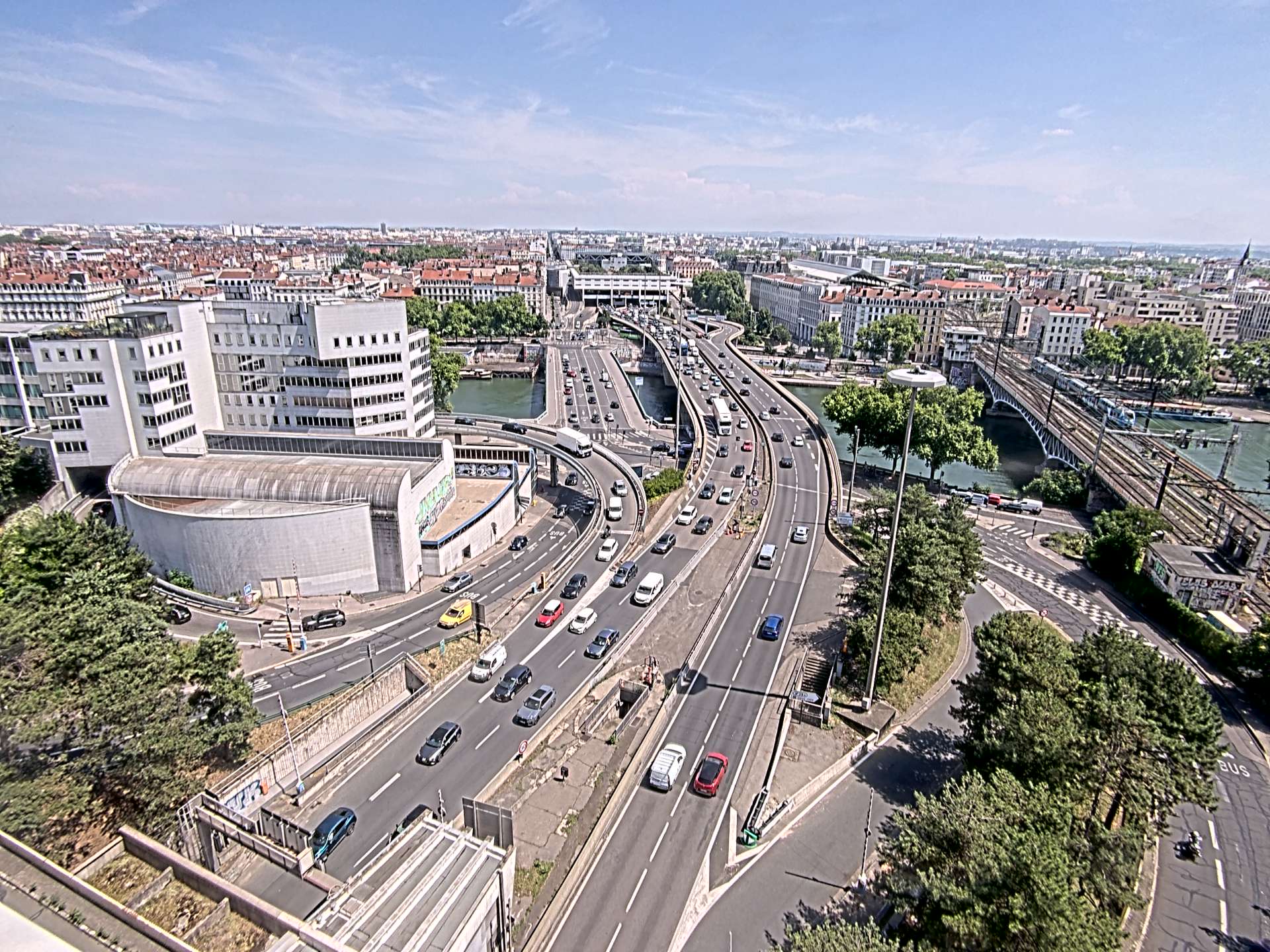 Caméra autoroute à Lyon Perrache à l'entrée Sud du Tunnel sous Fourvière, en direction de Marseille