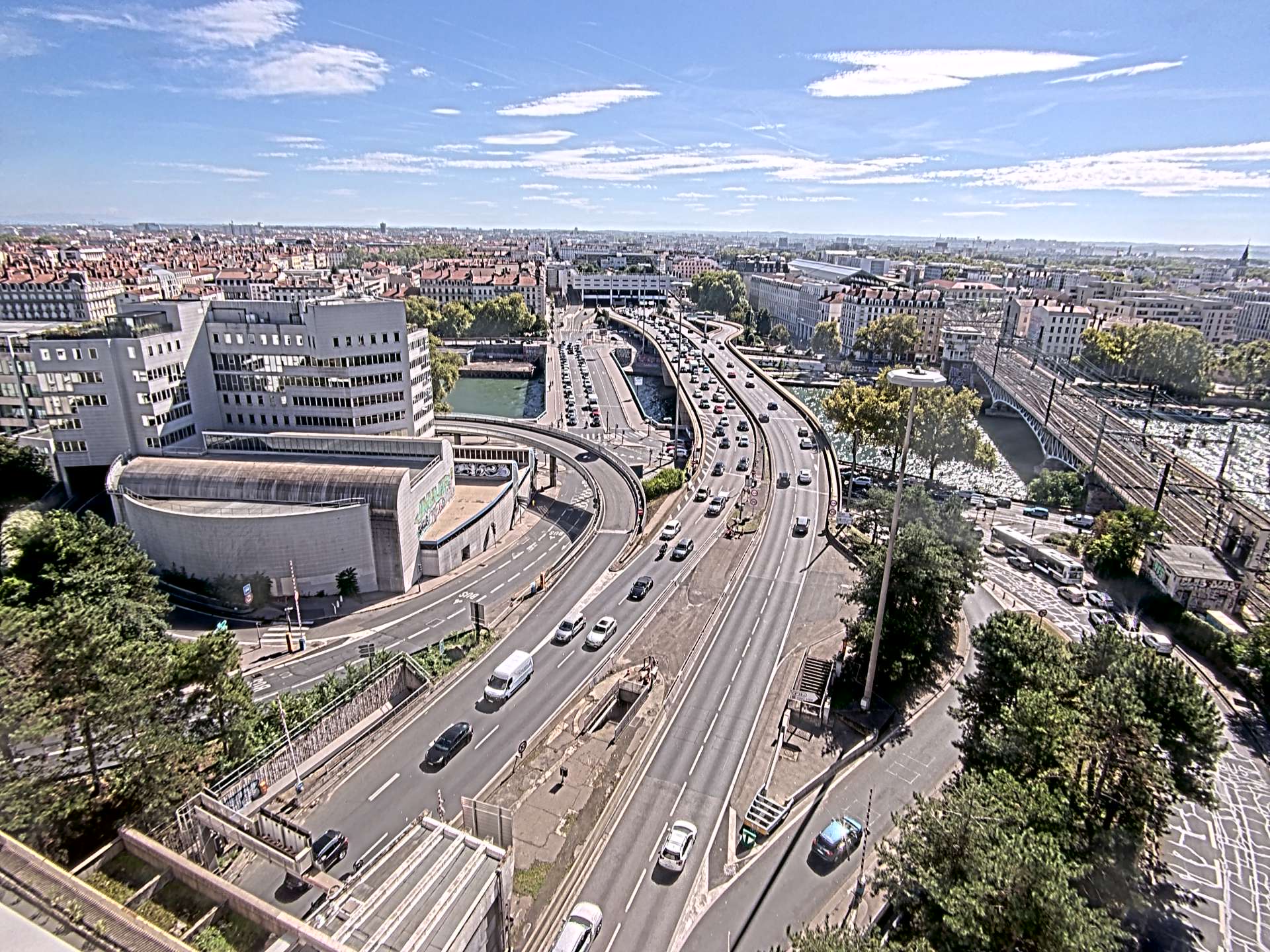 Caméra autoroute à Lyon Perrache à l'entrée Sud du Tunnel sous Fourvière, en direction de Marseille