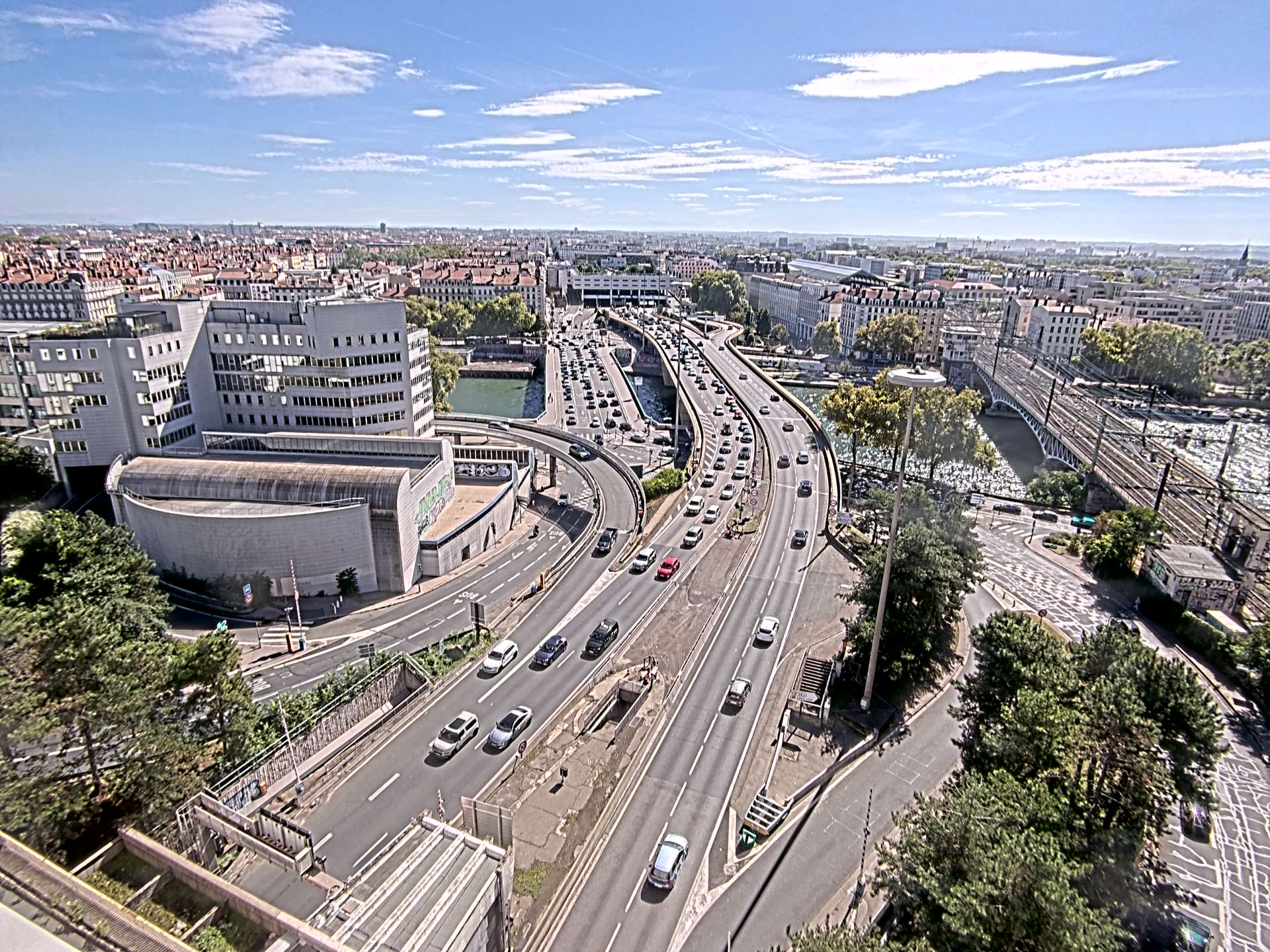 Caméra autoroute à Lyon Perrache à l'entrée Sud du Tunnel sous Fourvière, en direction de Marseille
