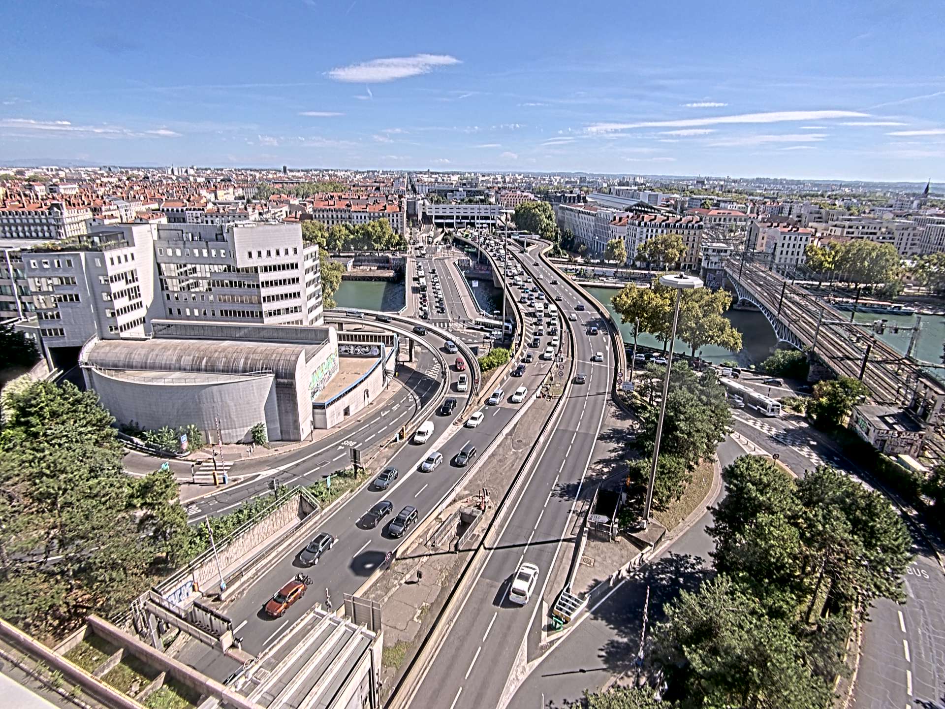 Caméra autoroute à Lyon Perrache à l'entrée Sud du Tunnel sous Fourvière, en direction de Marseille