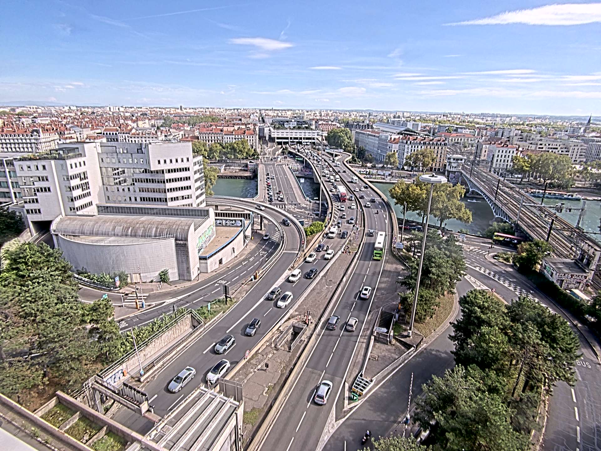 Caméra autoroute à Lyon Perrache à l'entrée Sud du Tunnel sous Fourvière, en direction de Marseille