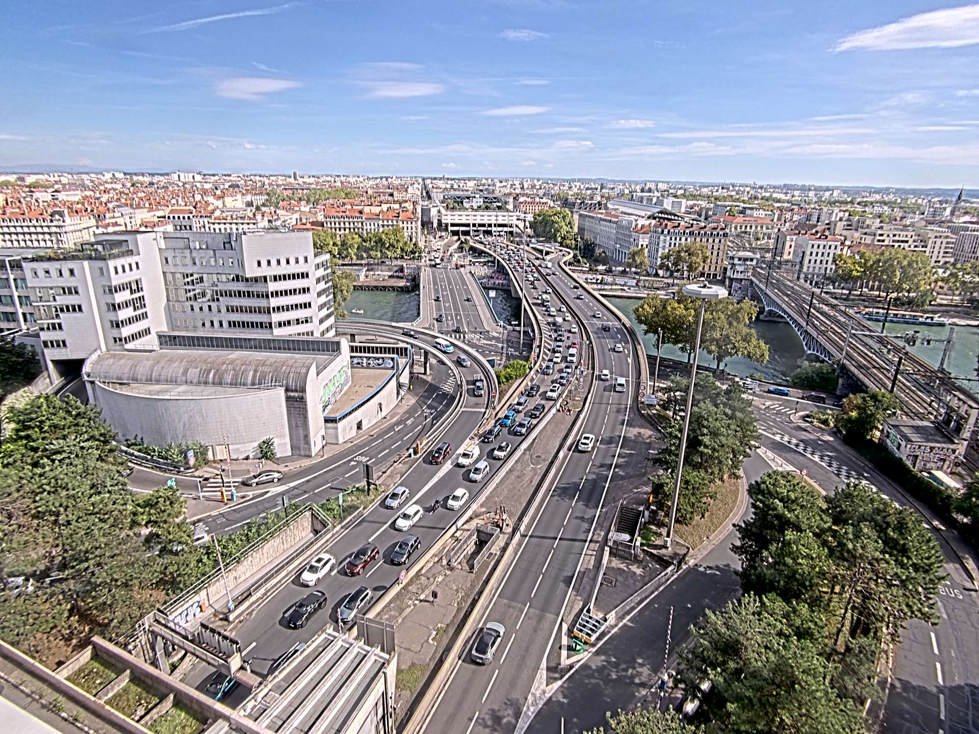 Caméra autoroute à Lyon Perrache à l'entrée Sud du Tunnel sous Fourvière, en direction de Marseille
