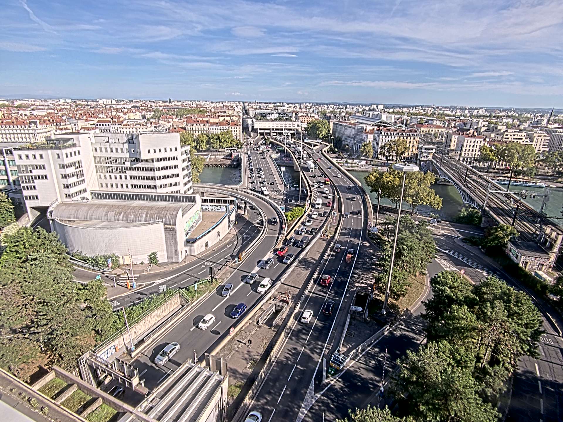 Caméra autoroute à Lyon Perrache à l'entrée Sud du Tunnel sous Fourvière, en direction de Marseille