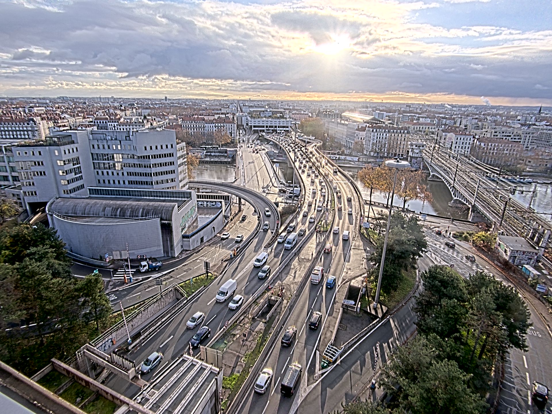 Caméra autoroute à Lyon Perrache à l'entrée Sud du Tunnel sous Fourvière, en direction de Marseille