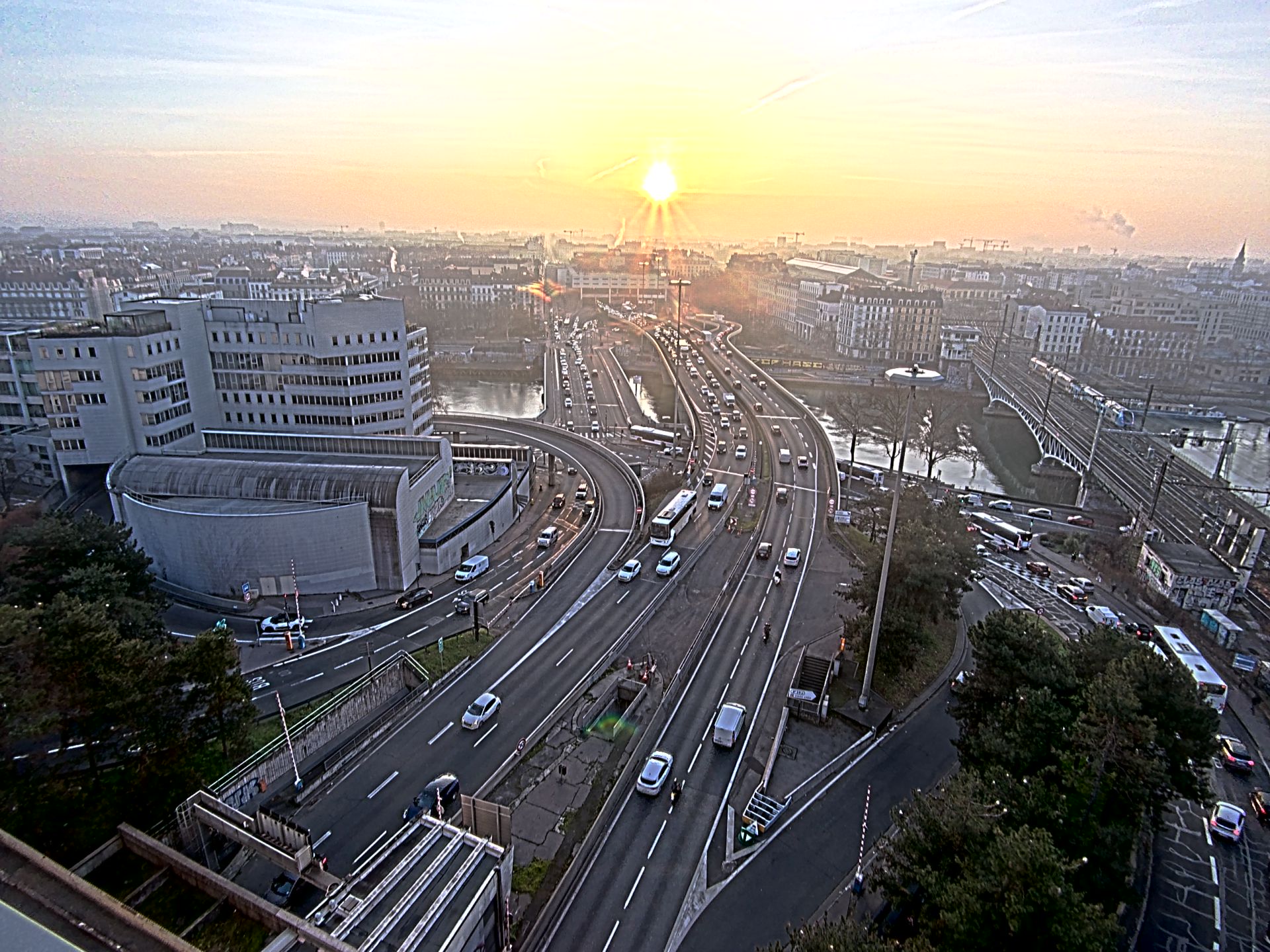 Caméra autoroute à Lyon Perrache à l'entrée Sud du Tunnel sous Fourvière, en direction de Marseille