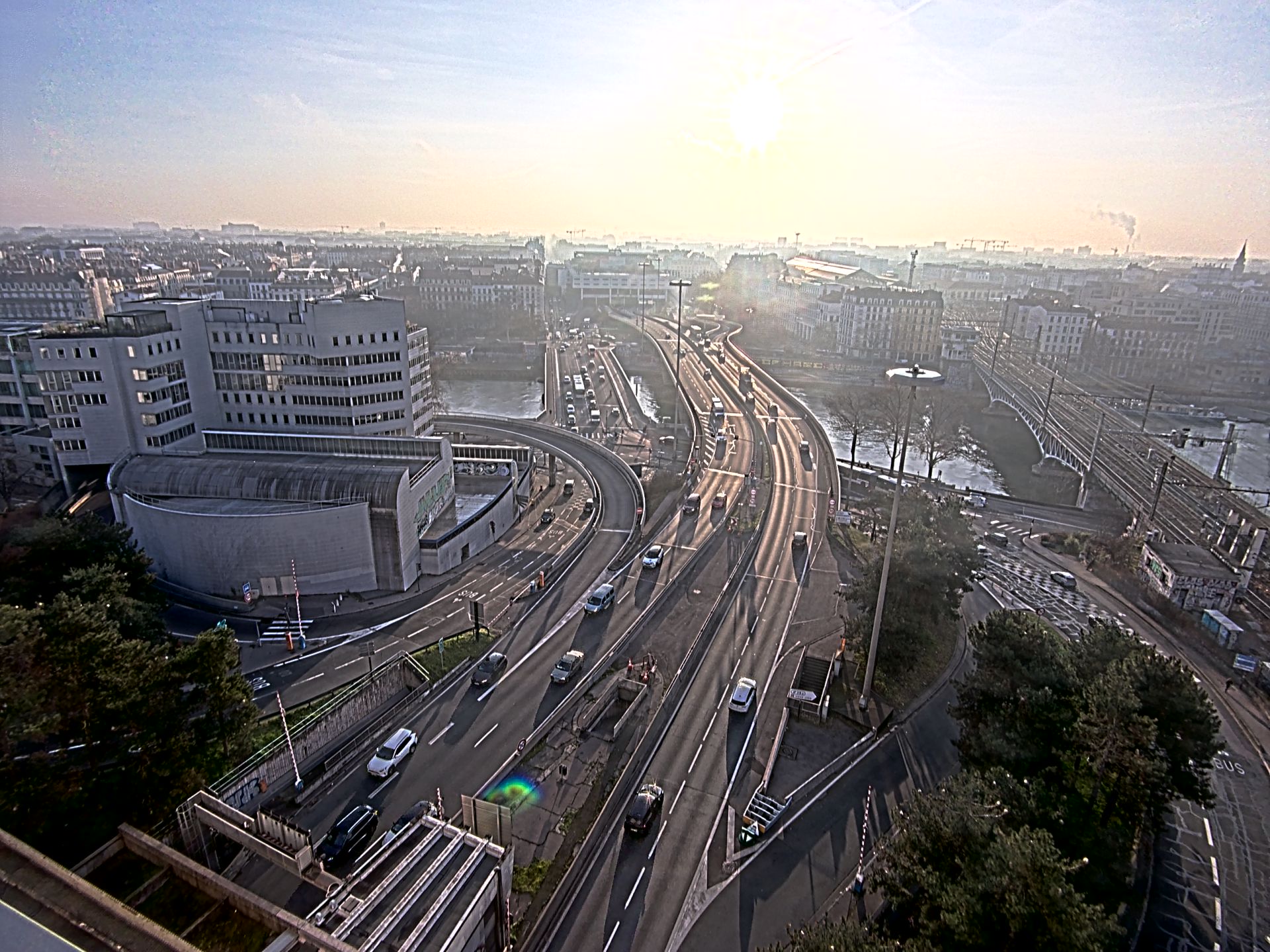 Caméra autoroute à Lyon Perrache à l'entrée Sud du Tunnel sous Fourvière, en direction de Marseille
