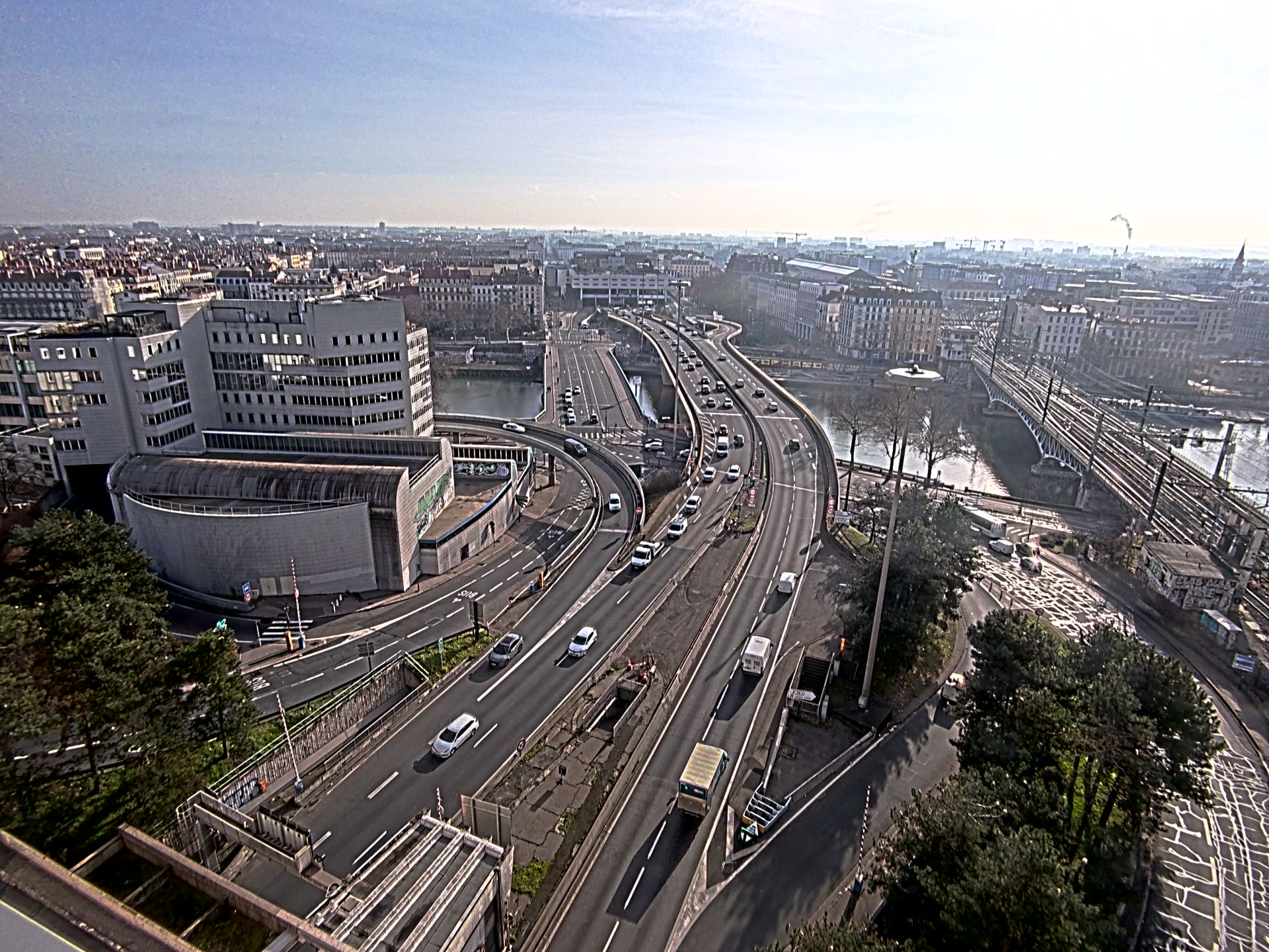 Caméra autoroute à Lyon Perrache à l'entrée Sud du Tunnel sous Fourvière, en direction de Marseille