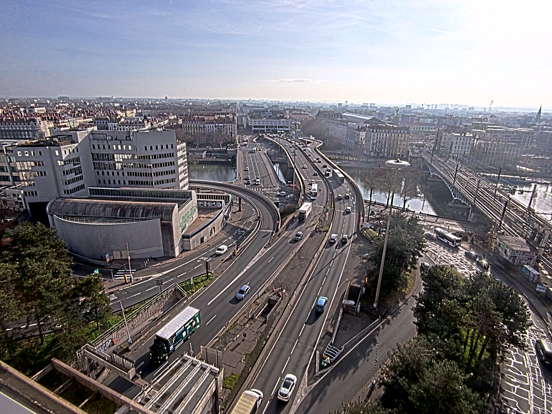 Caméra autoroute à Lyon Perrache à l'entrée Sud du Tunnel sous Fourvière, en direction de Marseille