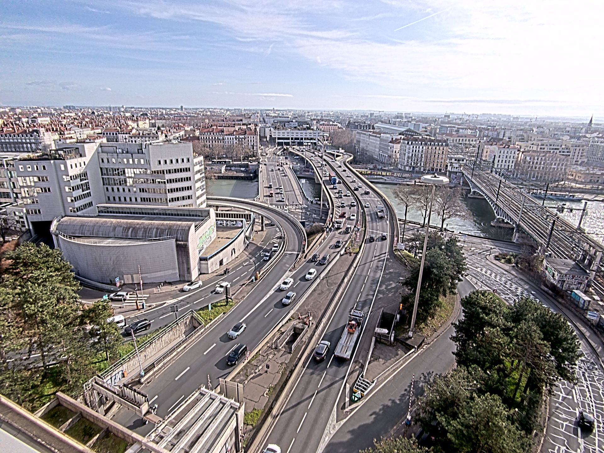 Caméra autoroute à Lyon Perrache à l'entrée Sud du Tunnel sous Fourvière, en direction de Marseille