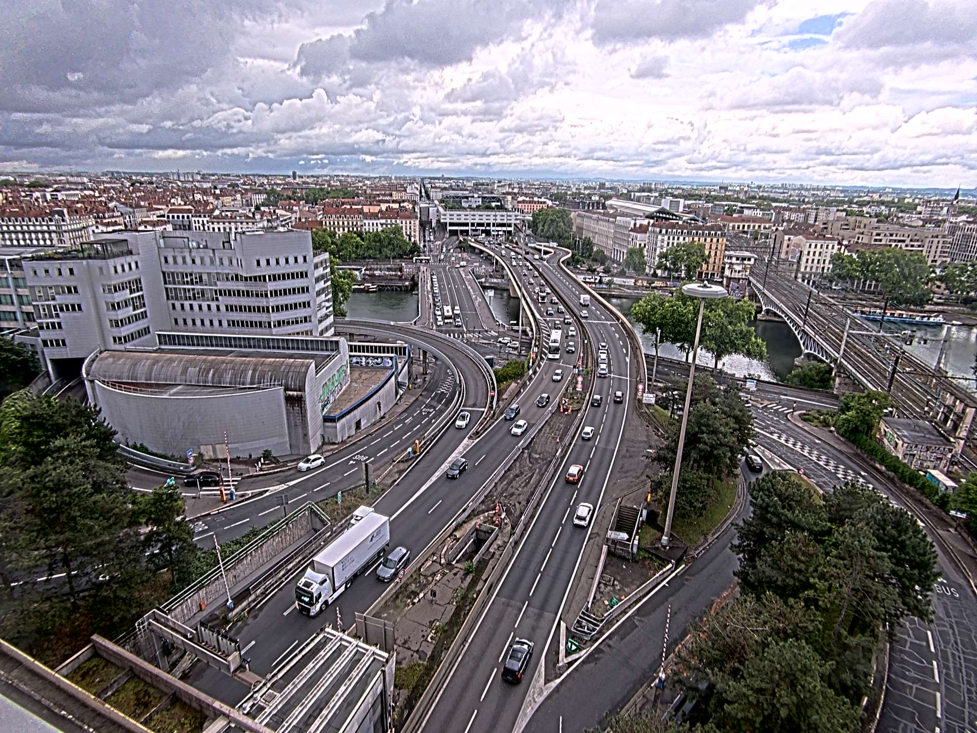 Caméra autoroute à Lyon Perrache à l'entrée Sud du Tunnel sous Fourvière, en direction de Marseille