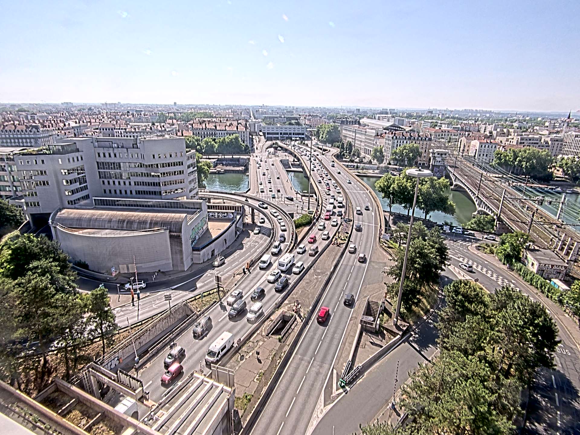 Caméra autoroute à Lyon Perrache à l'entrée Sud du Tunnel sous Fourvière, en direction de Marseille