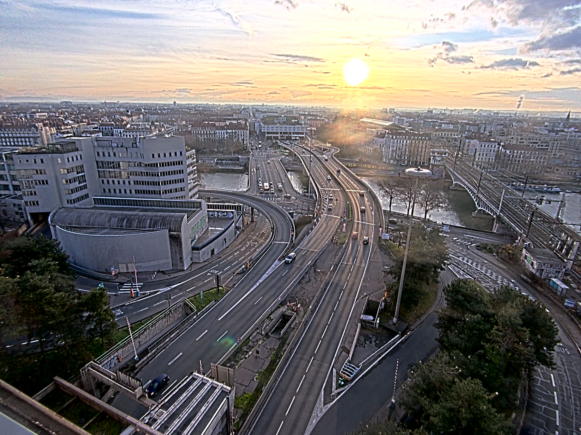 Caméra autoroute à Lyon Perrache à l'entrée Sud du Tunnel sous Fourvière, en direction de Marseille