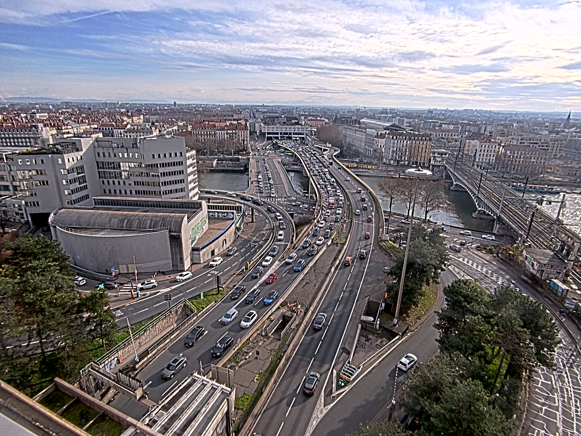 Caméra autoroute à Lyon Perrache à l'entrée Sud du Tunnel sous Fourvière, en direction de Marseille