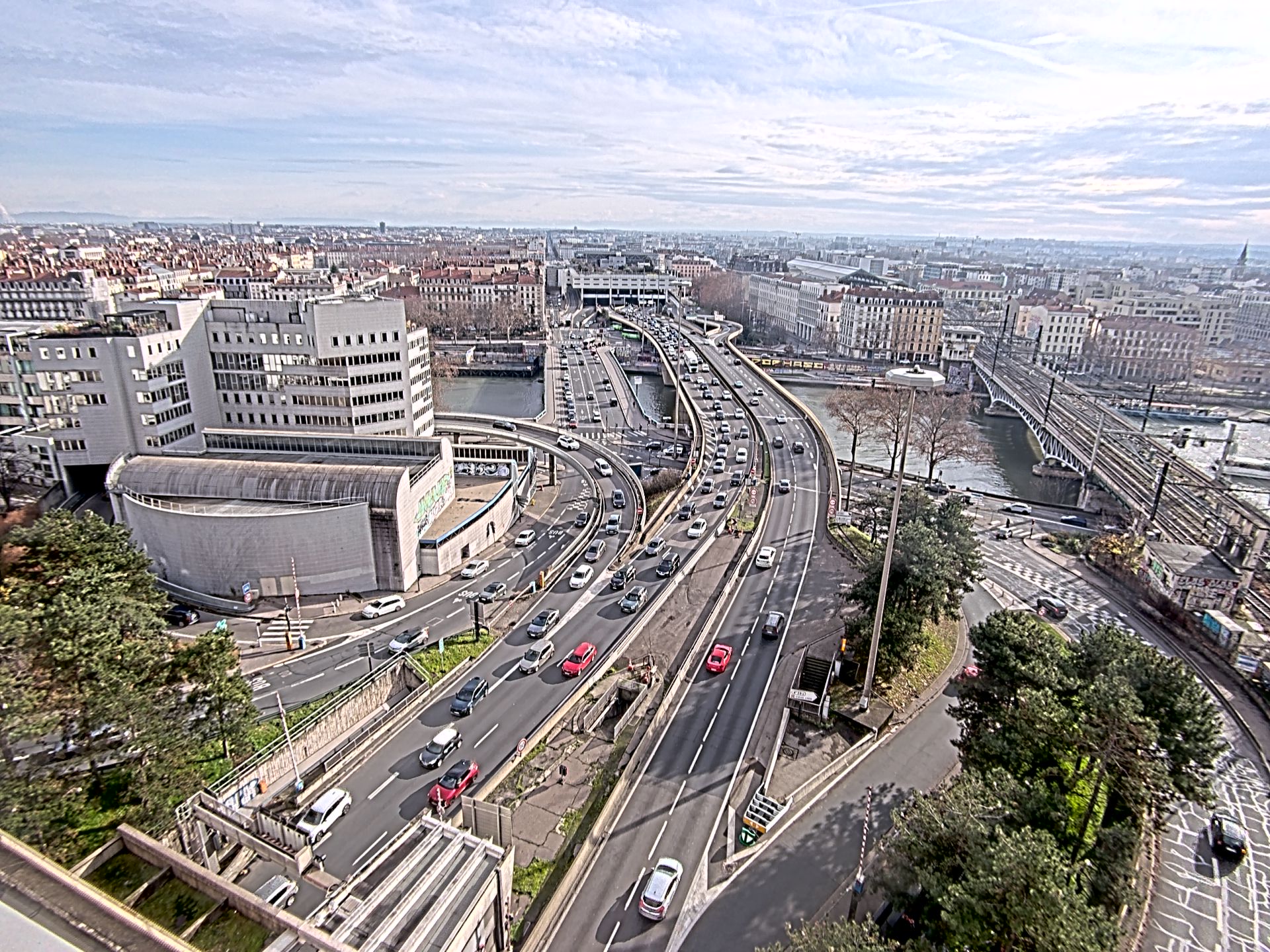 Caméra autoroute à Lyon Perrache à l'entrée Sud du Tunnel sous Fourvière, en direction de Marseille
