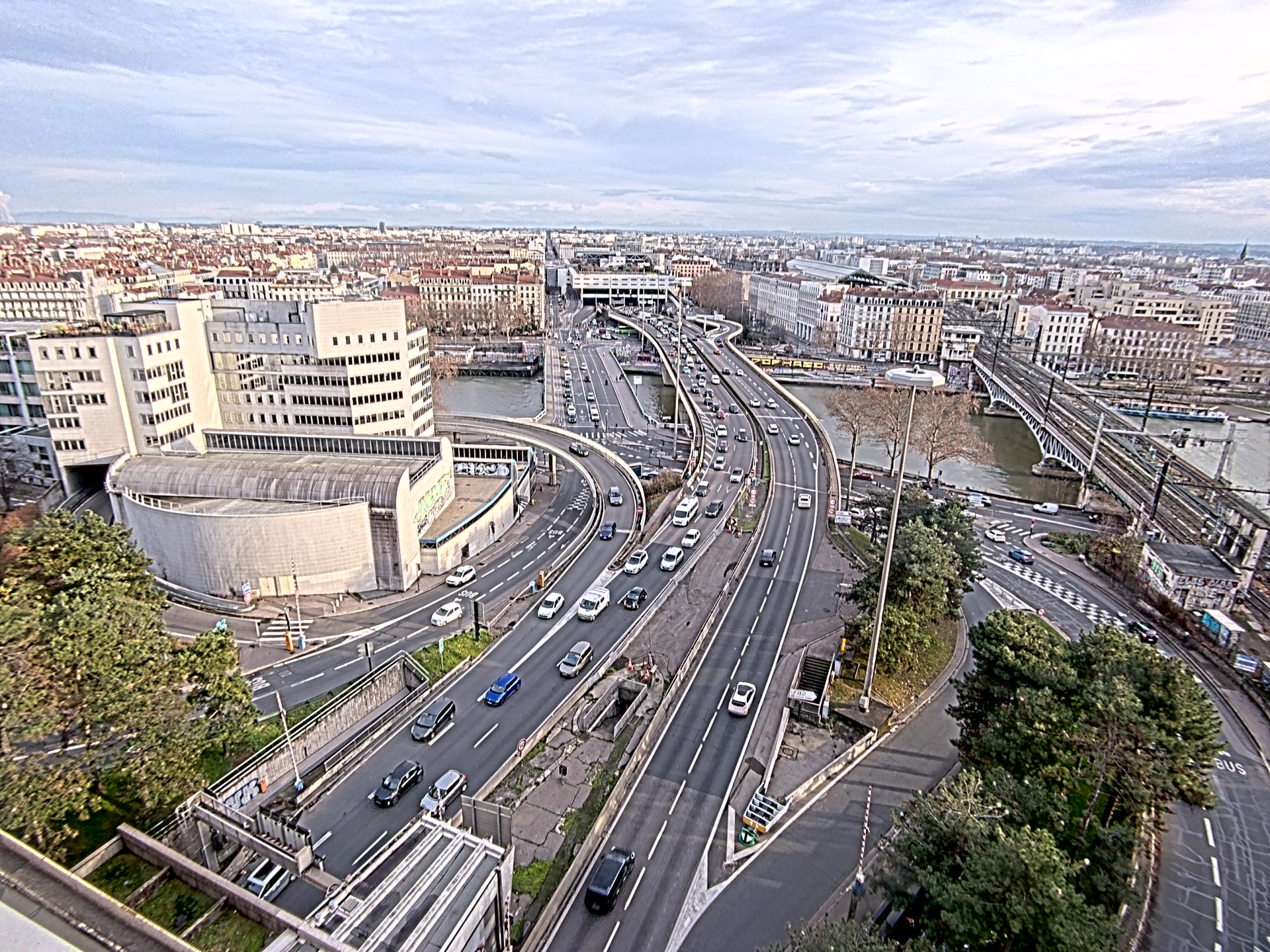 Caméra autoroute à Lyon Perrache à l'entrée Sud du Tunnel sous Fourvière, en direction de Marseille