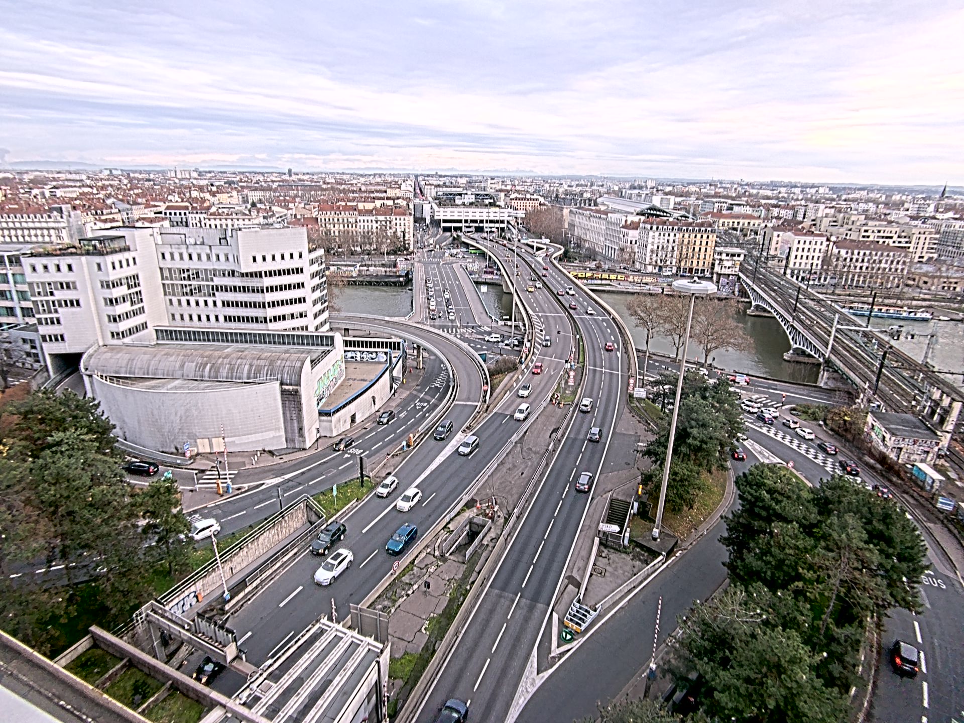 Caméra autoroute à Lyon Perrache à l'entrée Sud du Tunnel sous Fourvière, en direction de Marseille