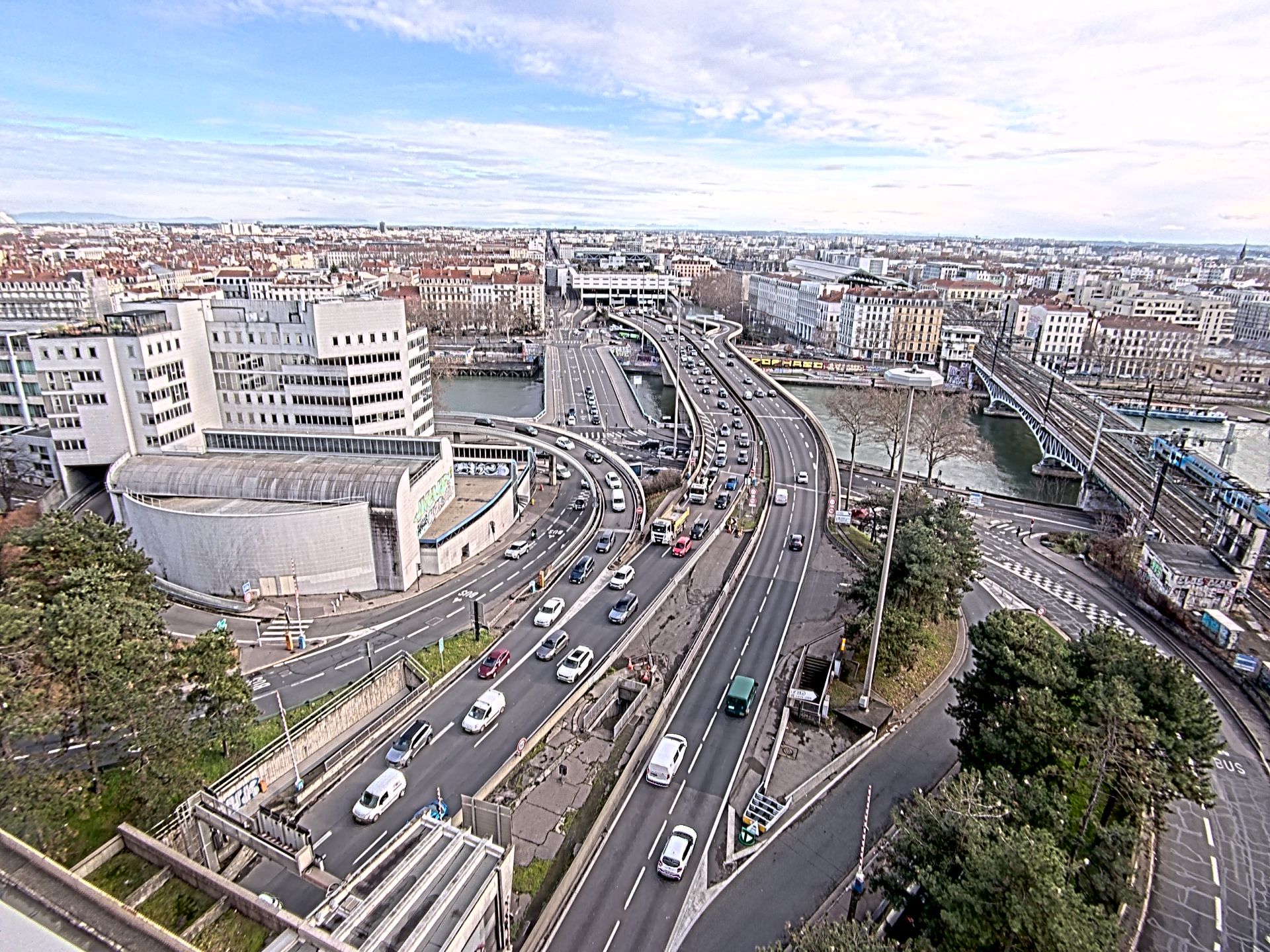 Caméra autoroute à Lyon Perrache à l'entrée Sud du Tunnel sous Fourvière, en direction de Marseille