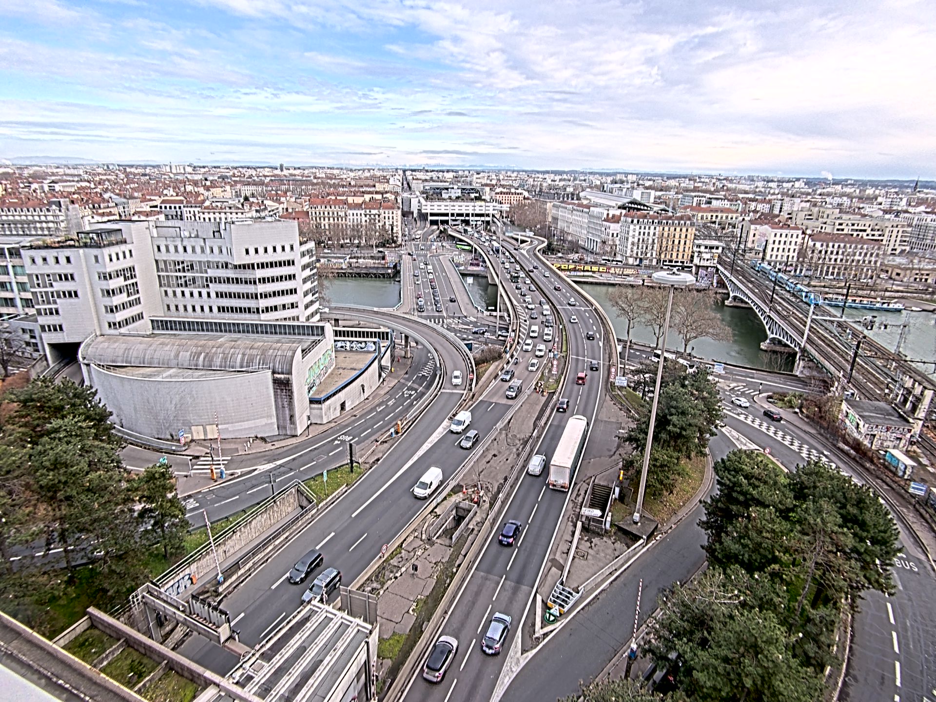 Caméra autoroute à Lyon Perrache à l'entrée Sud du Tunnel sous Fourvière, en direction de Marseille