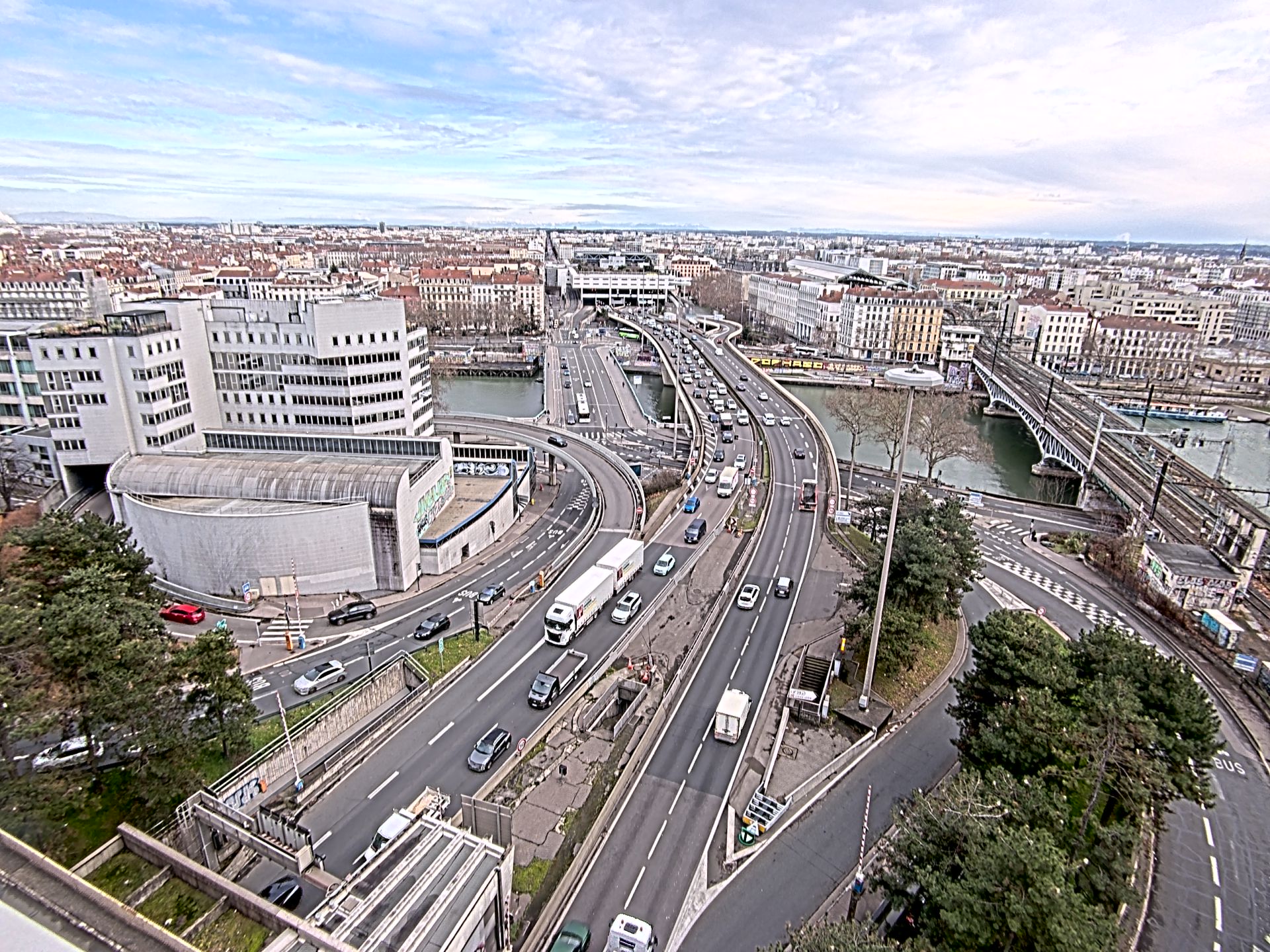 Caméra autoroute à Lyon Perrache à l'entrée Sud du Tunnel sous Fourvière, en direction de Marseille