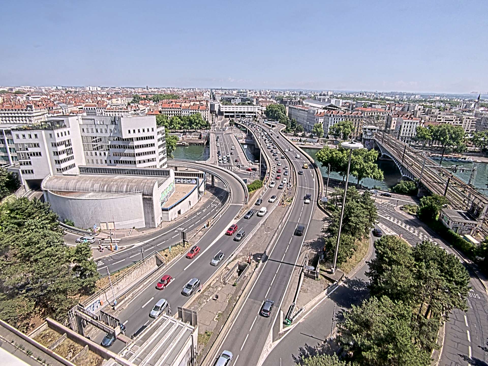 Caméra autoroute à Lyon Perrache à l'entrée Sud du Tunnel sous Fourvière, en direction de Marseille