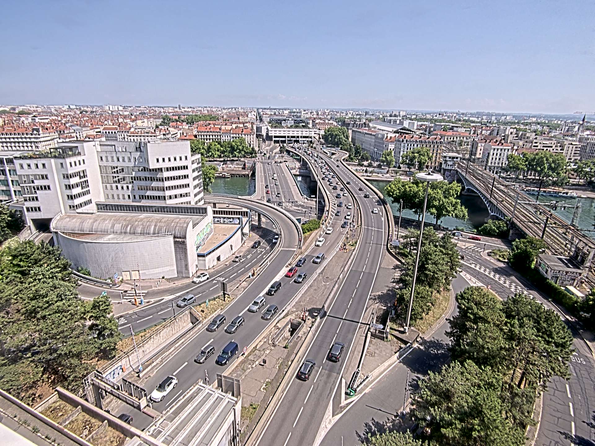 Caméra autoroute à Lyon Perrache à l'entrée Sud du Tunnel sous Fourvière, en direction de Marseille