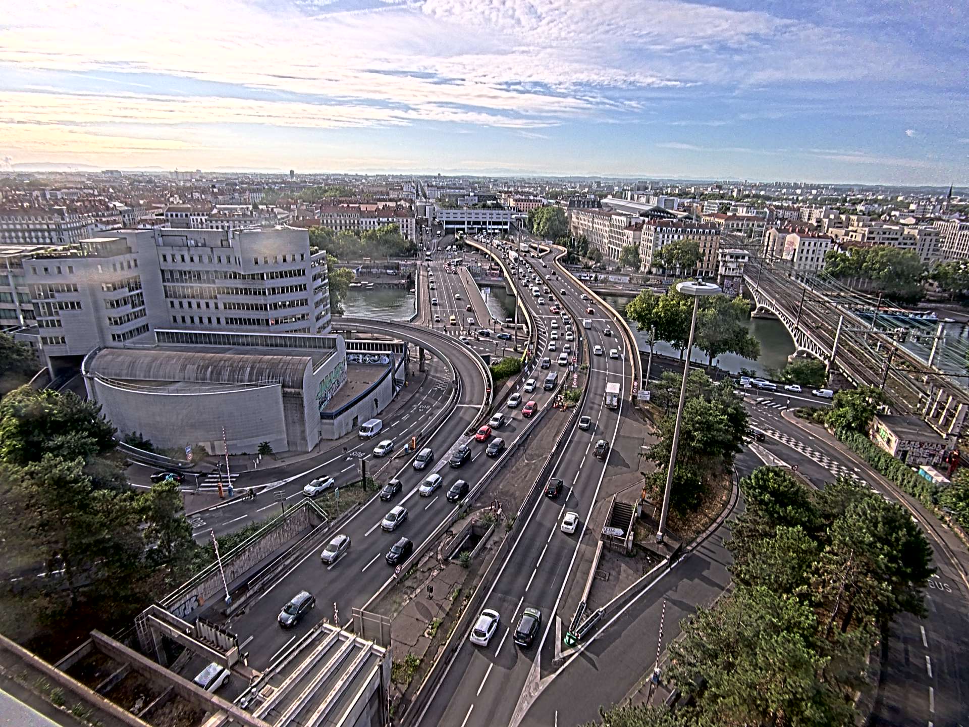 Caméra autoroute à Lyon Perrache à l'entrée Sud du Tunnel sous Fourvière, en direction de Marseille