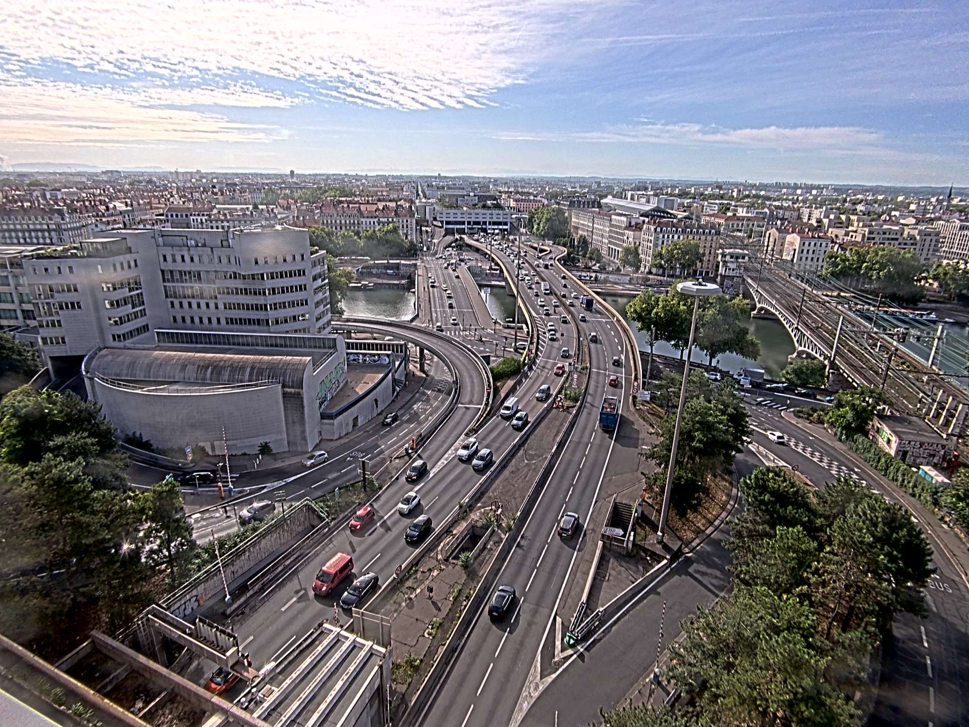 Caméra autoroute à Lyon Perrache à l'entrée Sud du Tunnel sous Fourvière, en direction de Marseille