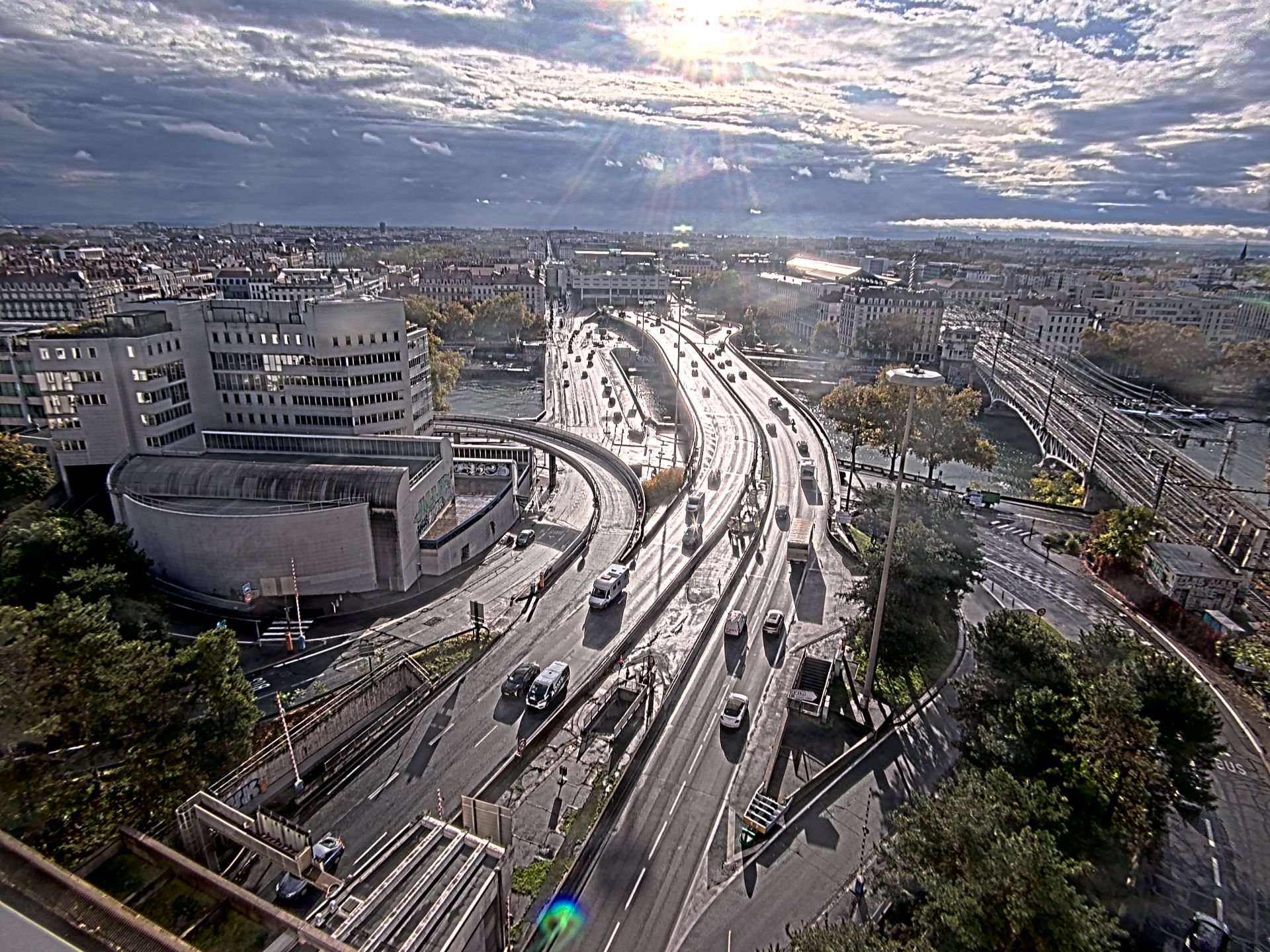 Caméra autoroute à Lyon Perrache à l'entrée Sud du Tunnel sous Fourvière, en direction de Marseille