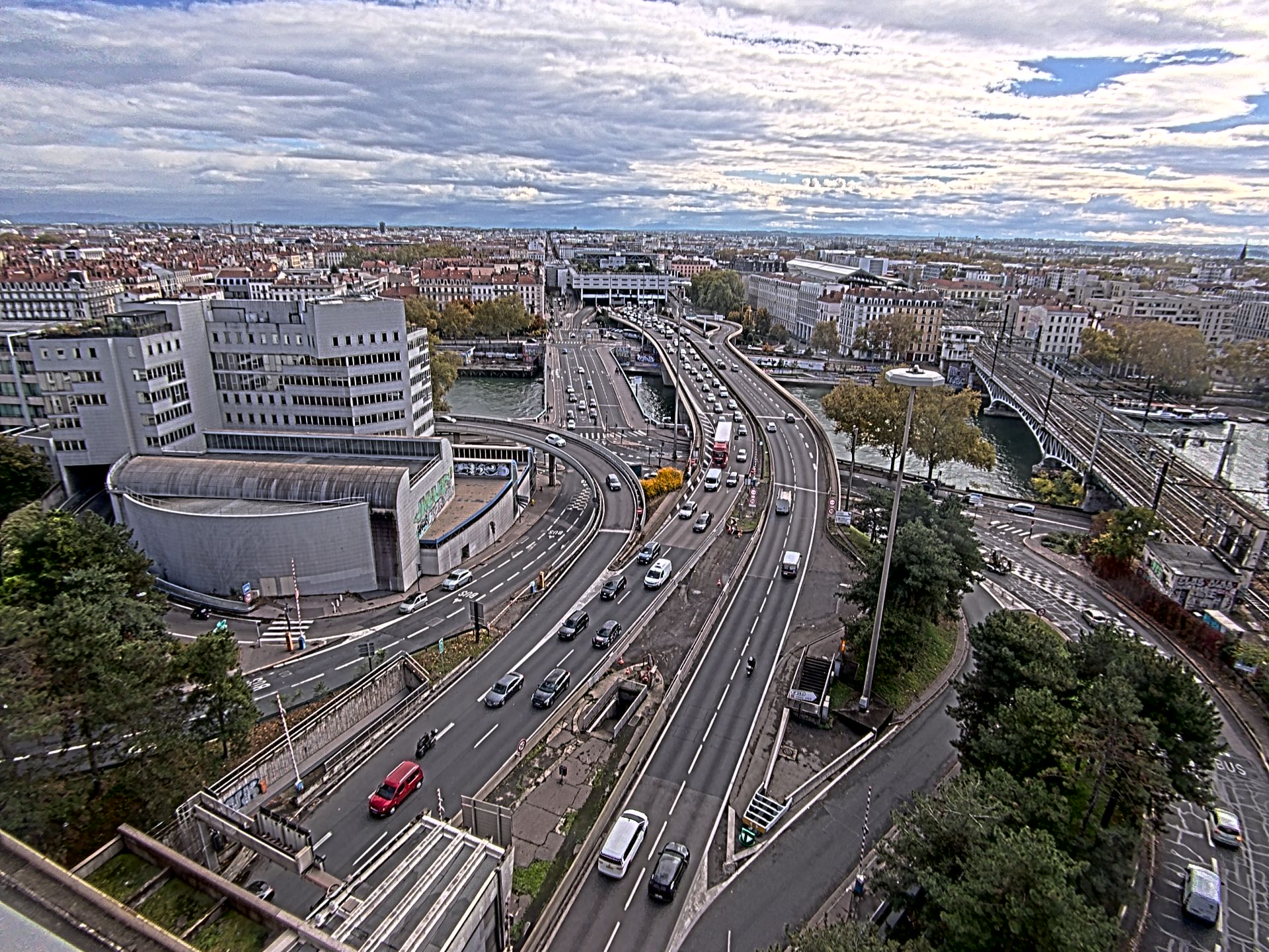 Caméra autoroute à Lyon Perrache à l'entrée Sud du Tunnel sous Fourvière, en direction de Marseille