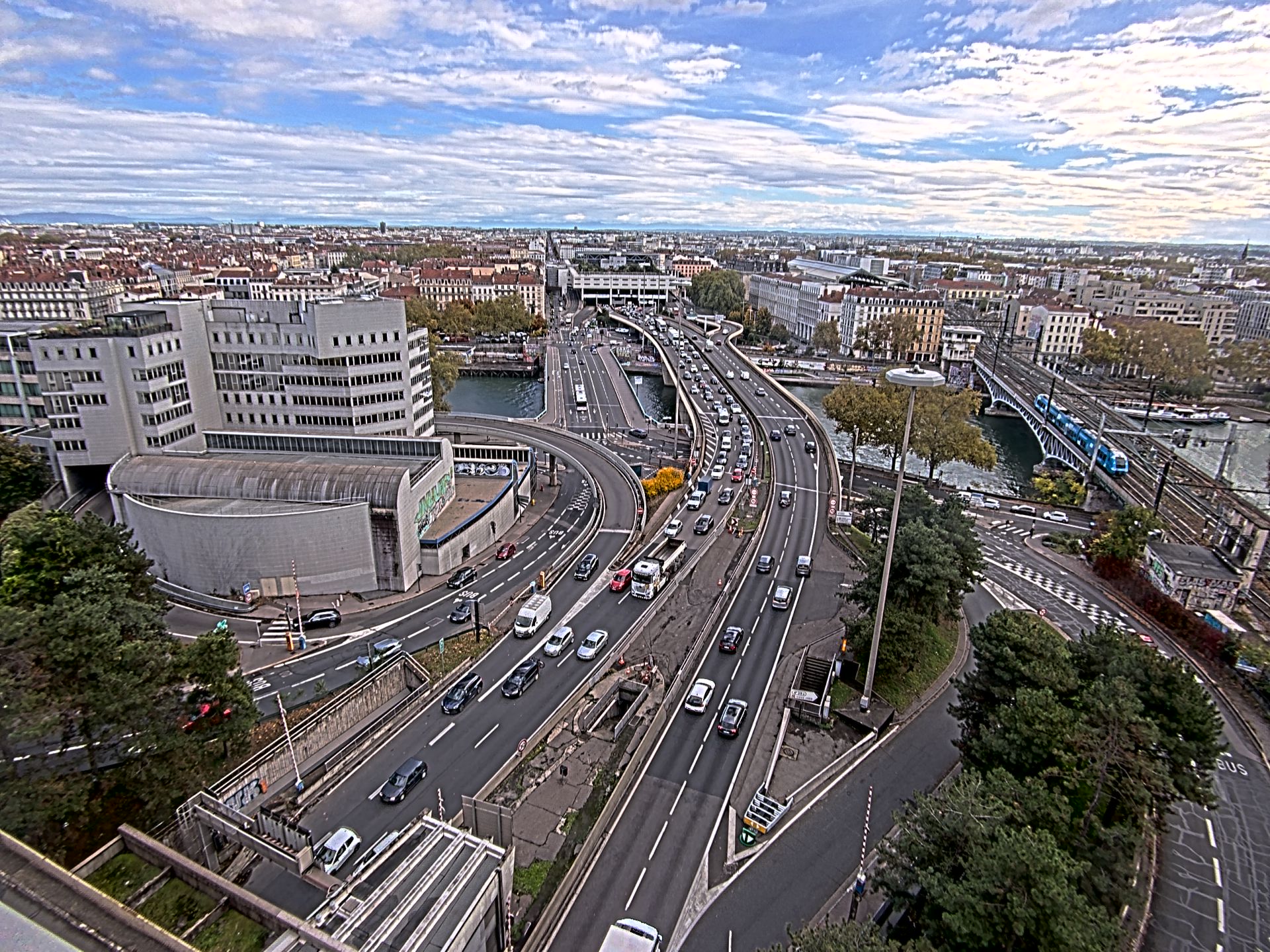 Caméra autoroute à Lyon Perrache à l'entrée Sud du Tunnel sous Fourvière, en direction de Marseille