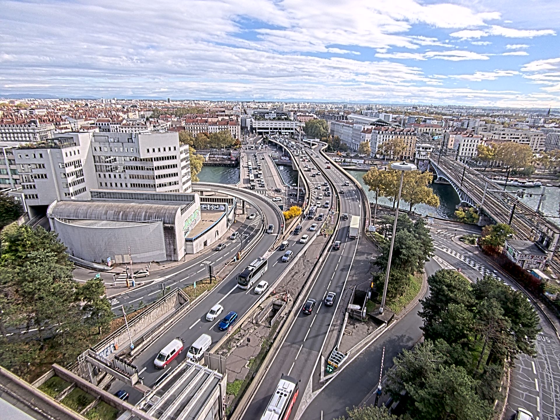 Caméra autoroute à Lyon Perrache à l'entrée Sud du Tunnel sous Fourvière, en direction de Marseille