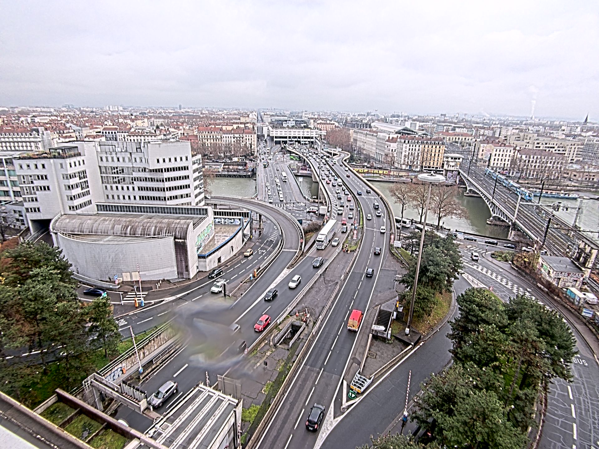 Caméra autoroute à Lyon Perrache à l'entrée Sud du Tunnel sous Fourvière, en direction de Marseille