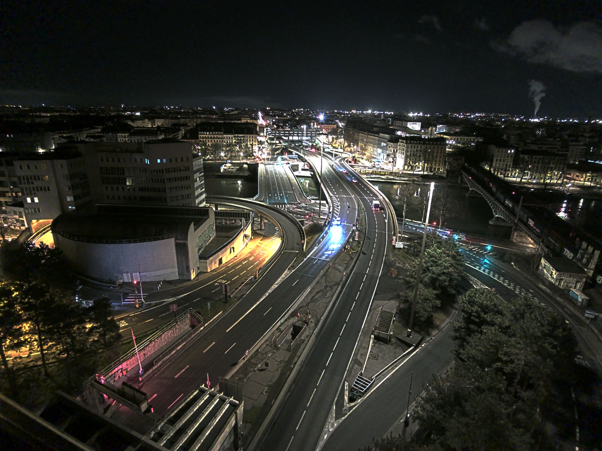 Caméra autoroute à Lyon Perrache à l'entrée Sud du Tunnel sous Fourvière, en direction de Marseille