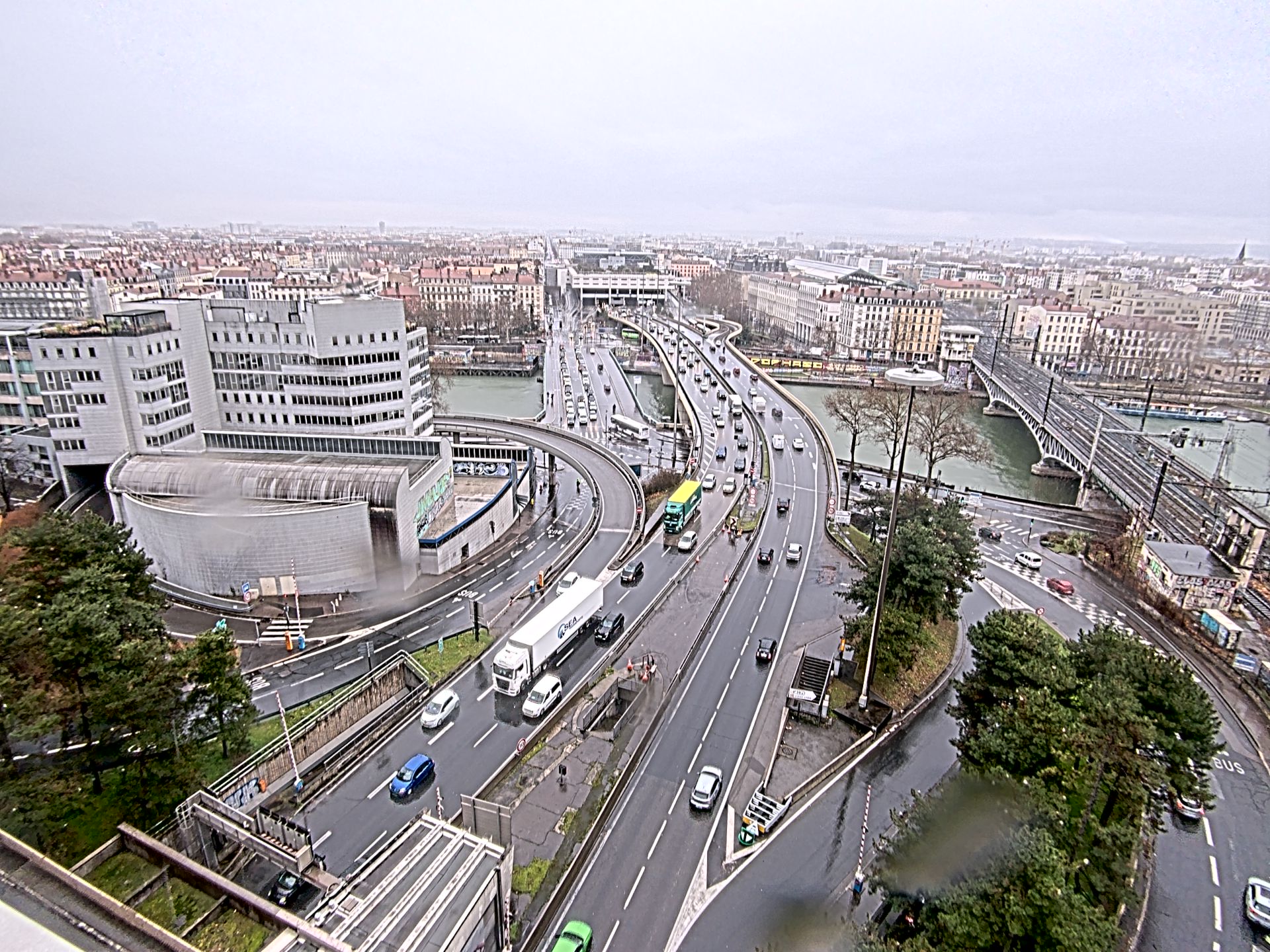 Caméra autoroute à Lyon Perrache à l'entrée Sud du Tunnel sous Fourvière, en direction de Marseille