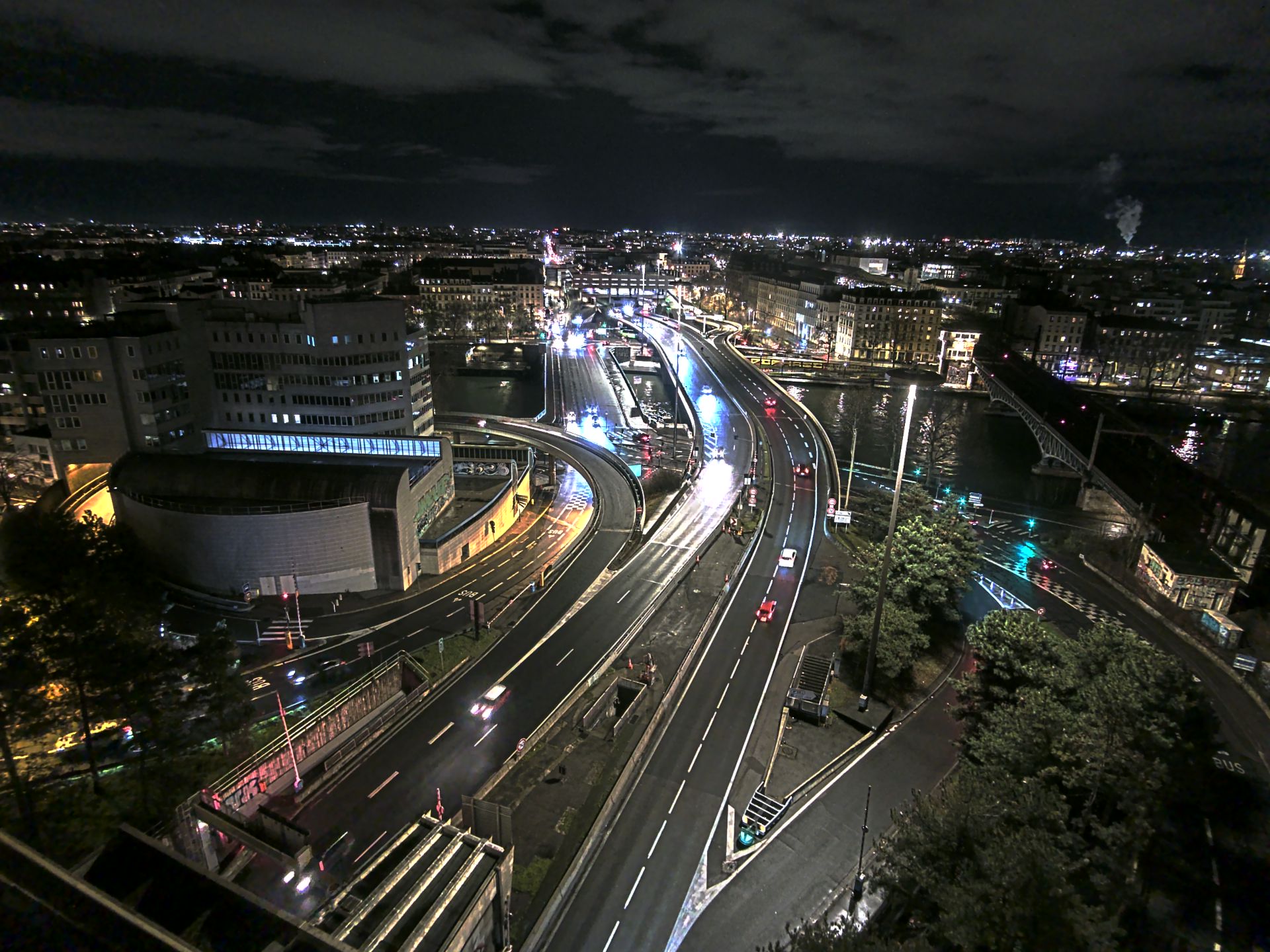 Caméra autoroute à Lyon Perrache à l'entrée Sud du Tunnel sous Fourvière, en direction de Marseille