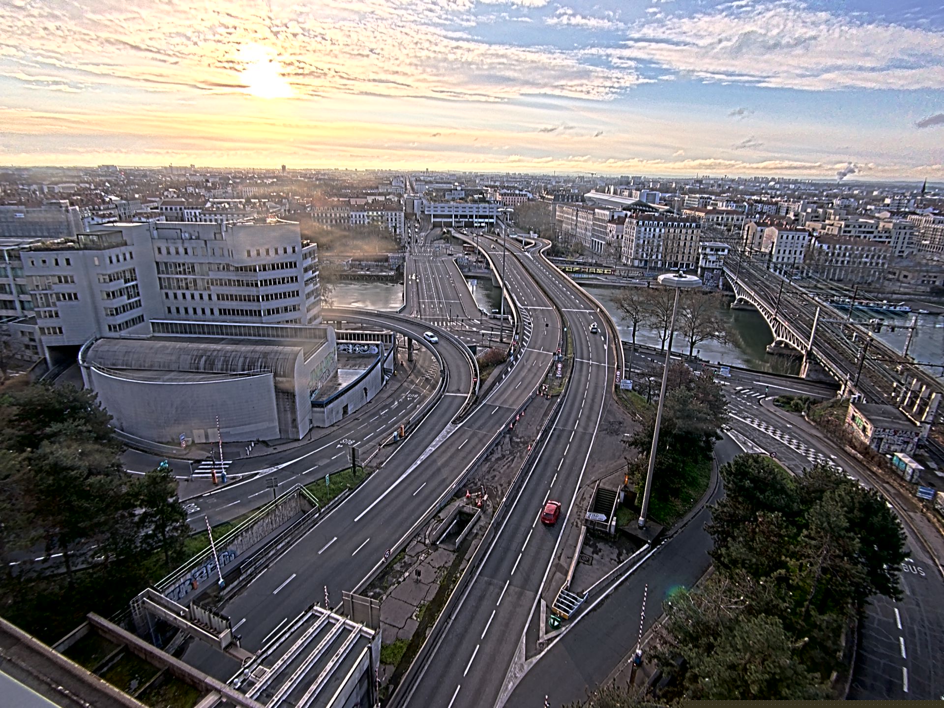 Caméra autoroute à Lyon Perrache à l'entrée Sud du Tunnel sous Fourvière, en direction de Marseille