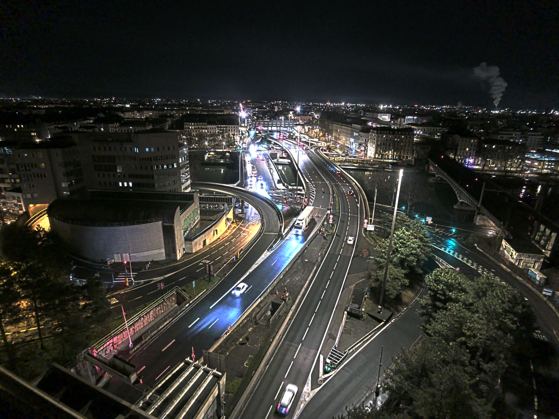 Caméra autoroute à Lyon Perrache à l'entrée Sud du Tunnel sous Fourvière, en direction de Marseille