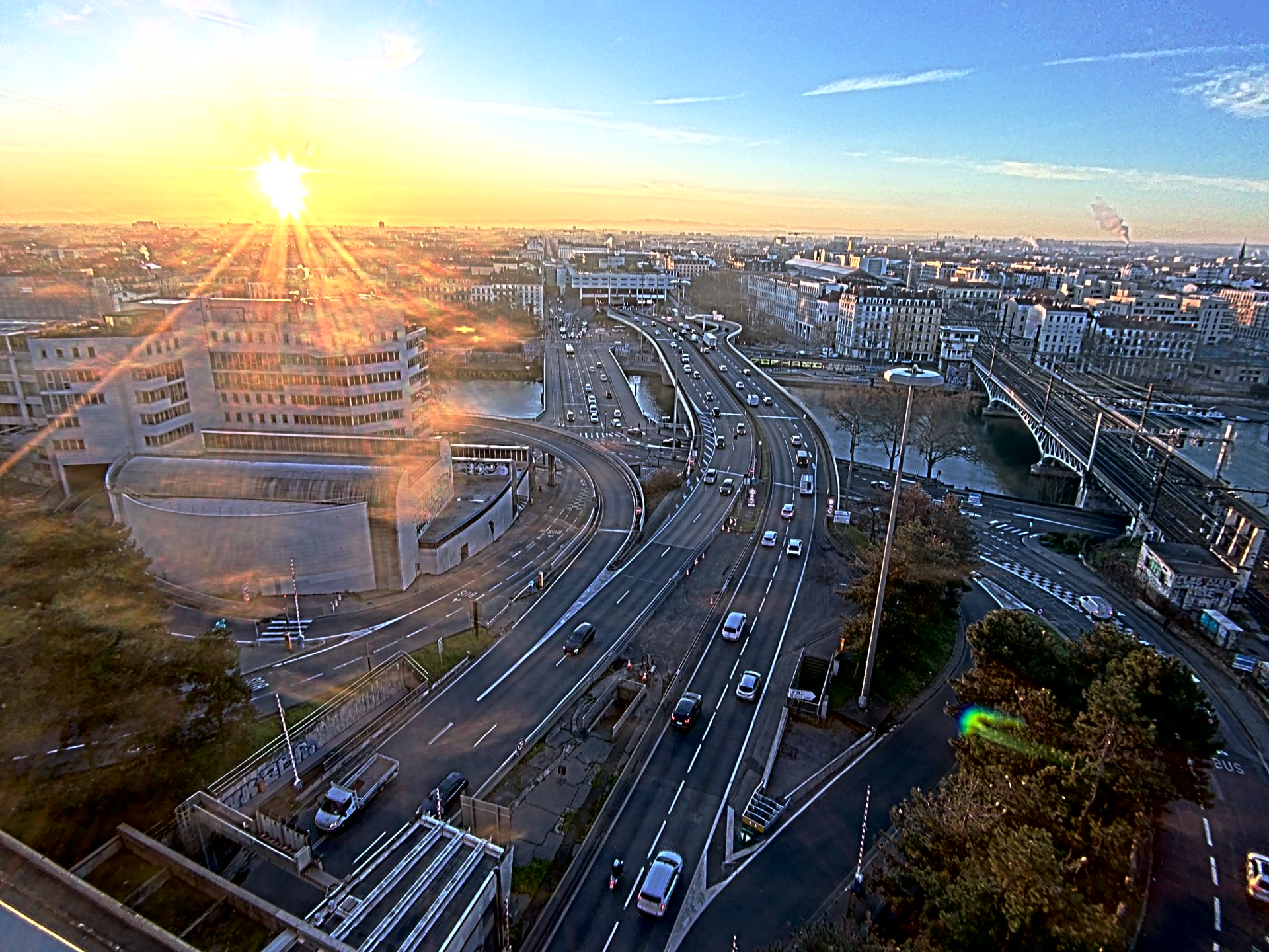 Caméra autoroute à Lyon Perrache à l'entrée Sud du Tunnel sous Fourvière, en direction de Marseille