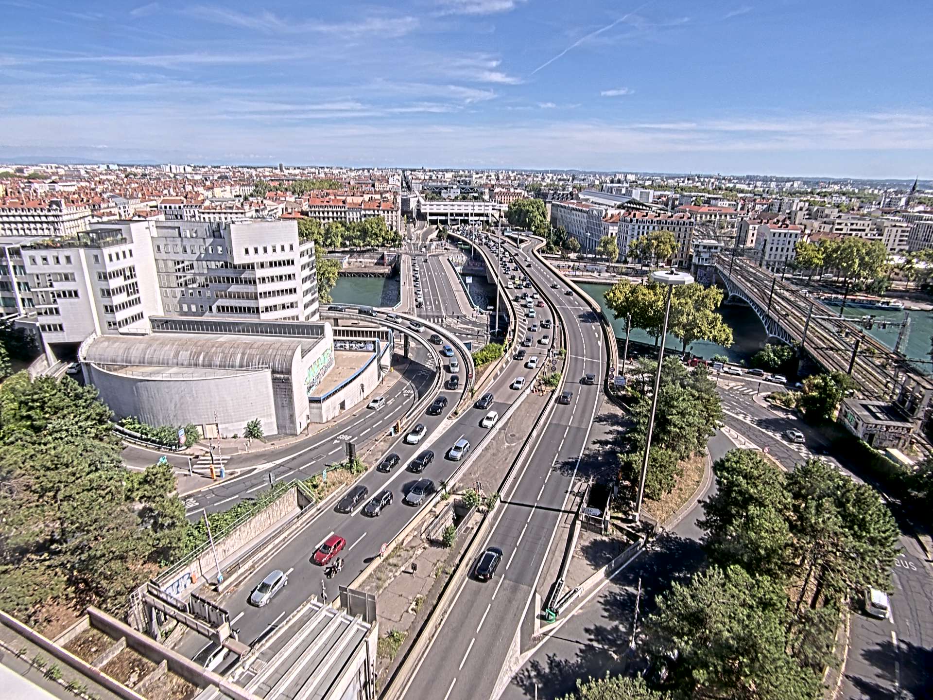 Caméra autoroute à Lyon Perrache à l'entrée Sud du Tunnel sous Fourvière, en direction de Marseille