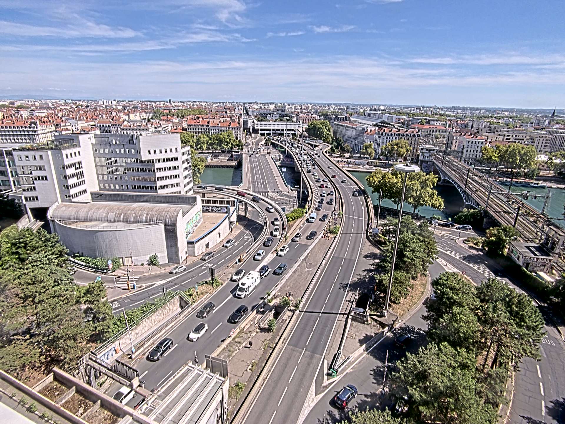 Caméra autoroute à Lyon Perrache à l'entrée Sud du Tunnel sous Fourvière, en direction de Marseille