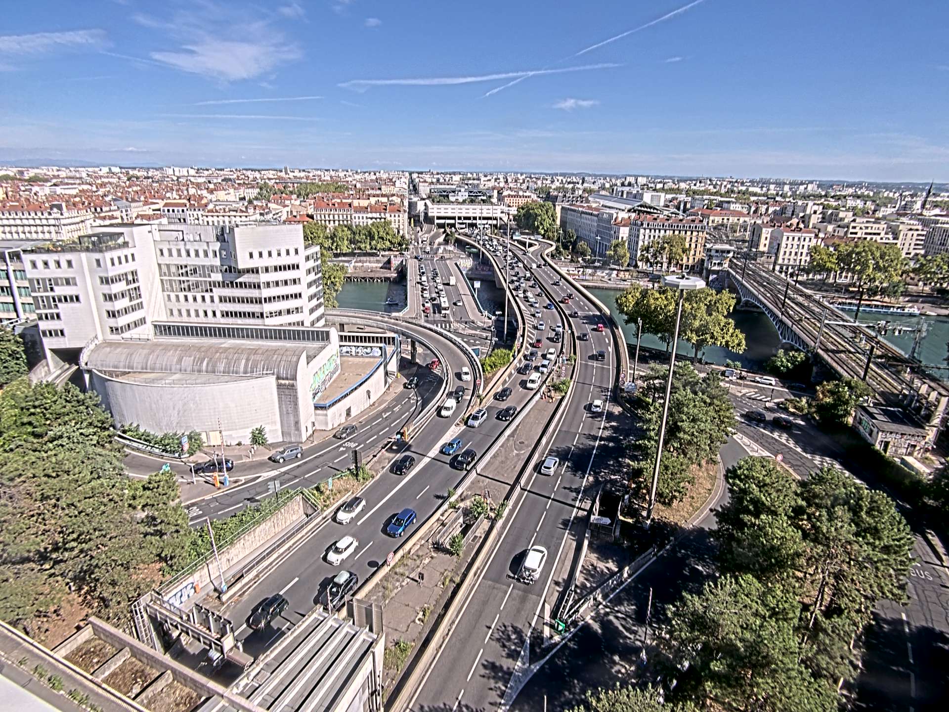 Caméra autoroute à Lyon Perrache à l'entrée Sud du Tunnel sous Fourvière, en direction de Marseille