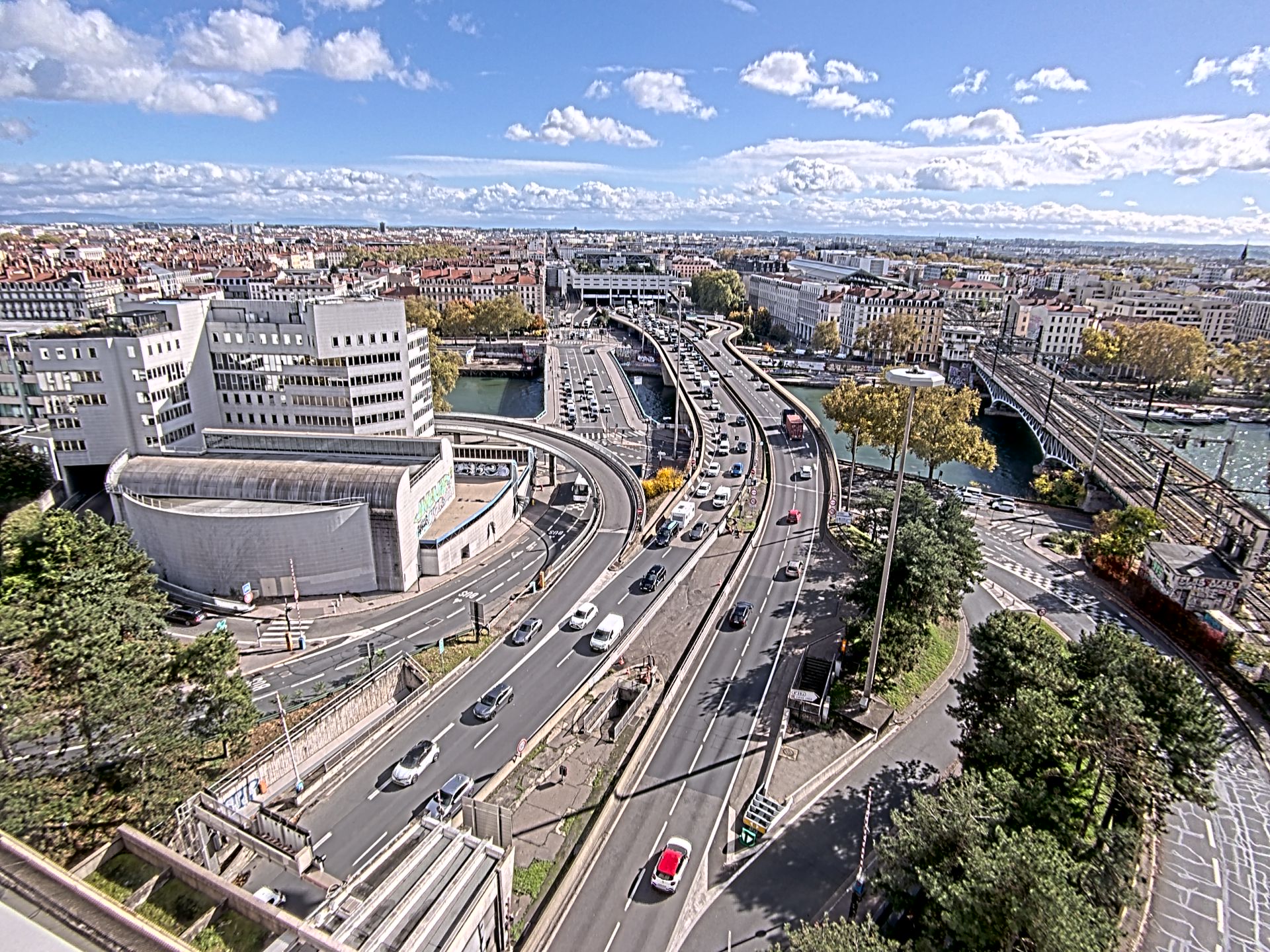 Caméra autoroute à Lyon Perrache à l'entrée Sud du Tunnel sous Fourvière, en direction de Marseille