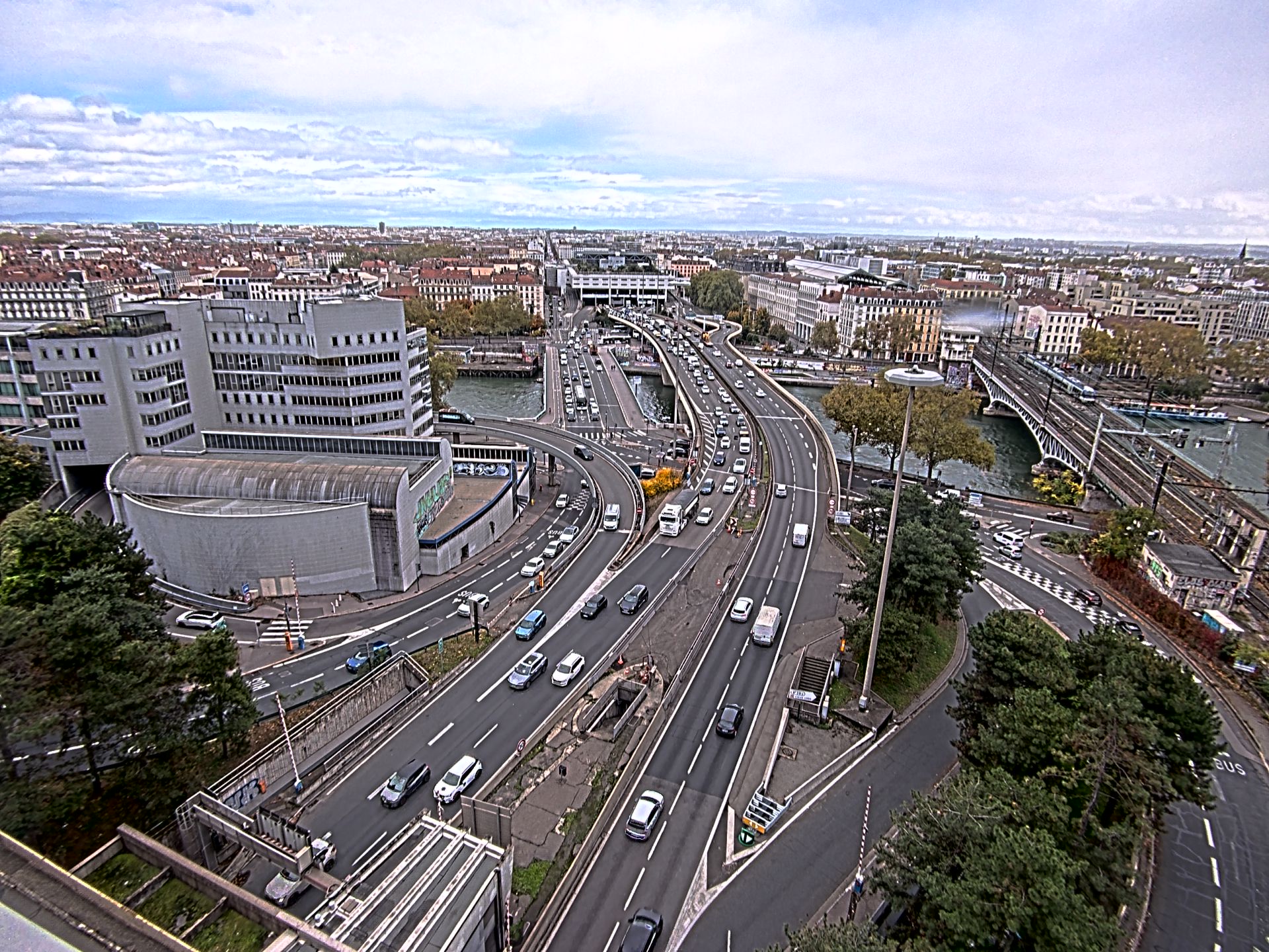 Caméra autoroute à Lyon Perrache à l'entrée Sud du Tunnel sous Fourvière, en direction de Marseille