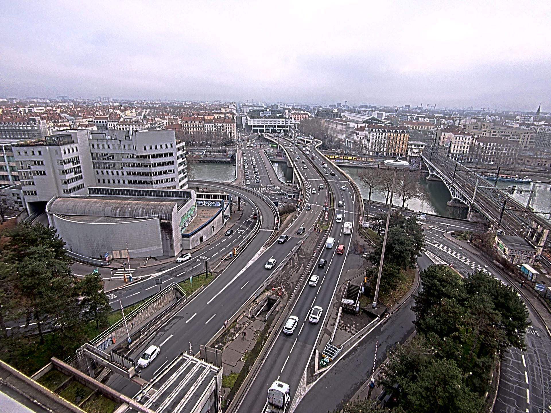 Caméra autoroute à Lyon Perrache à l'entrée Sud du Tunnel sous Fourvière, en direction de Marseille