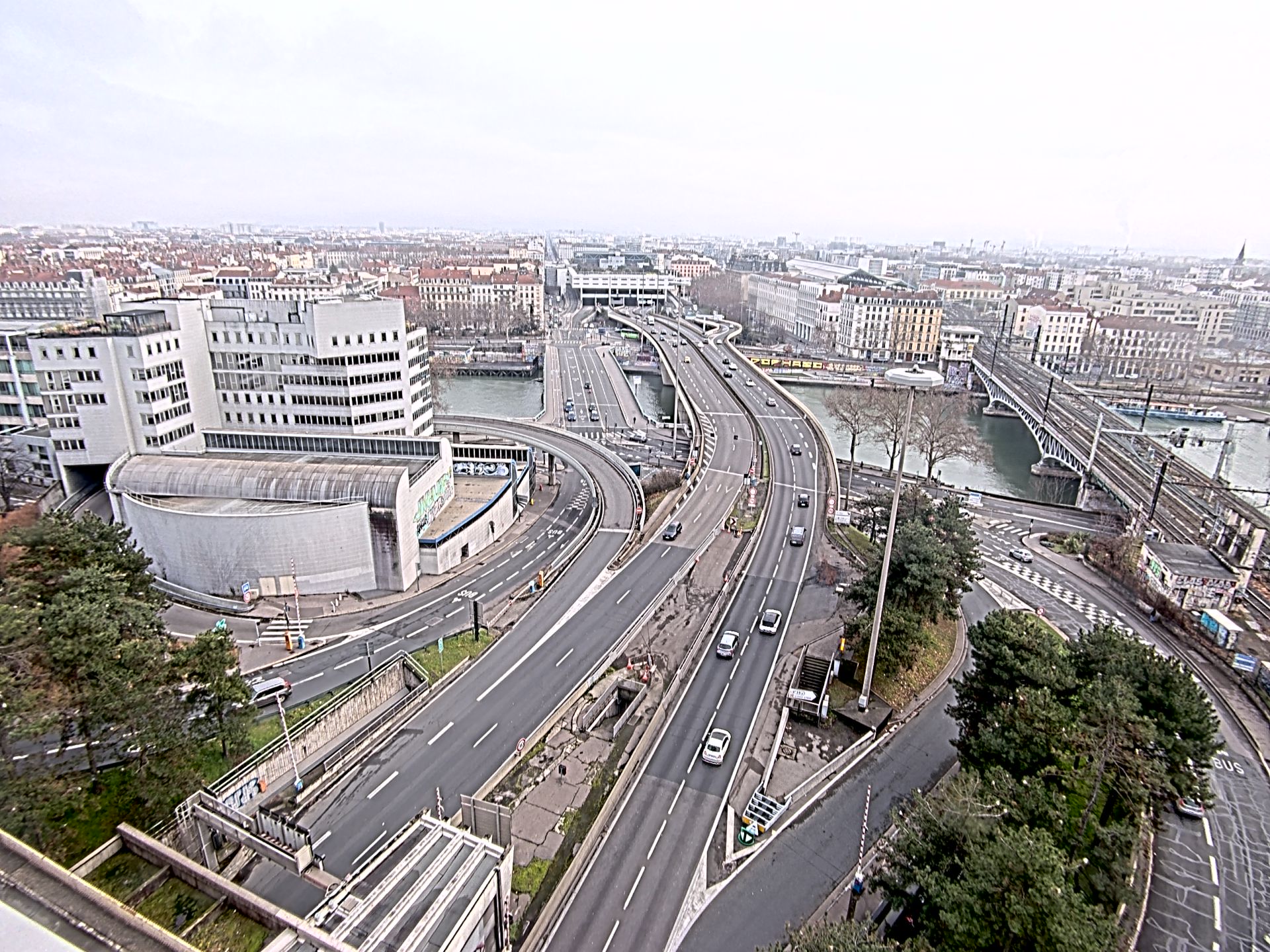 Caméra autoroute à Lyon Perrache à l'entrée Sud du Tunnel sous Fourvière, en direction de Marseille