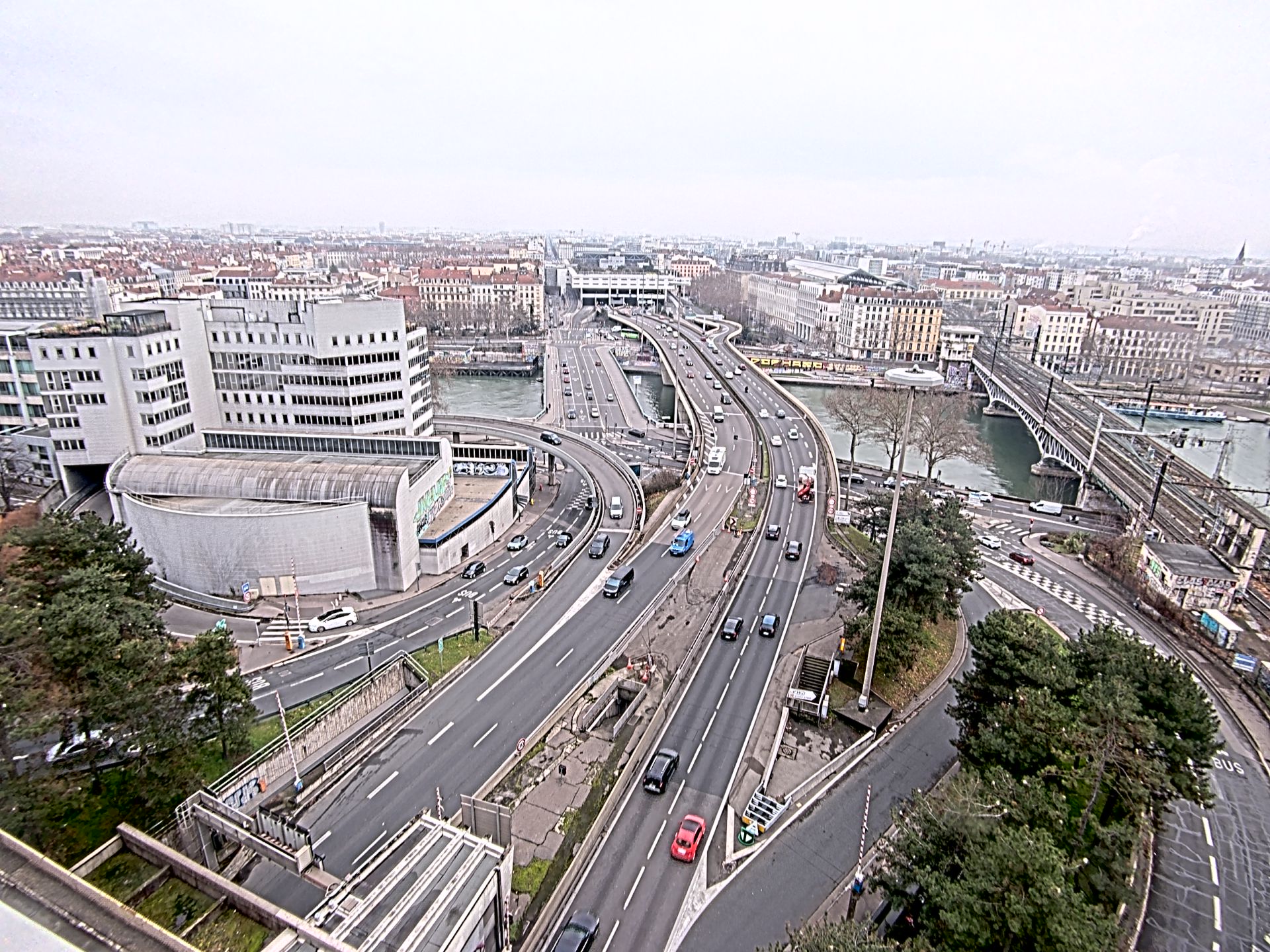 Caméra autoroute à Lyon Perrache à l'entrée Sud du Tunnel sous Fourvière, en direction de Marseille