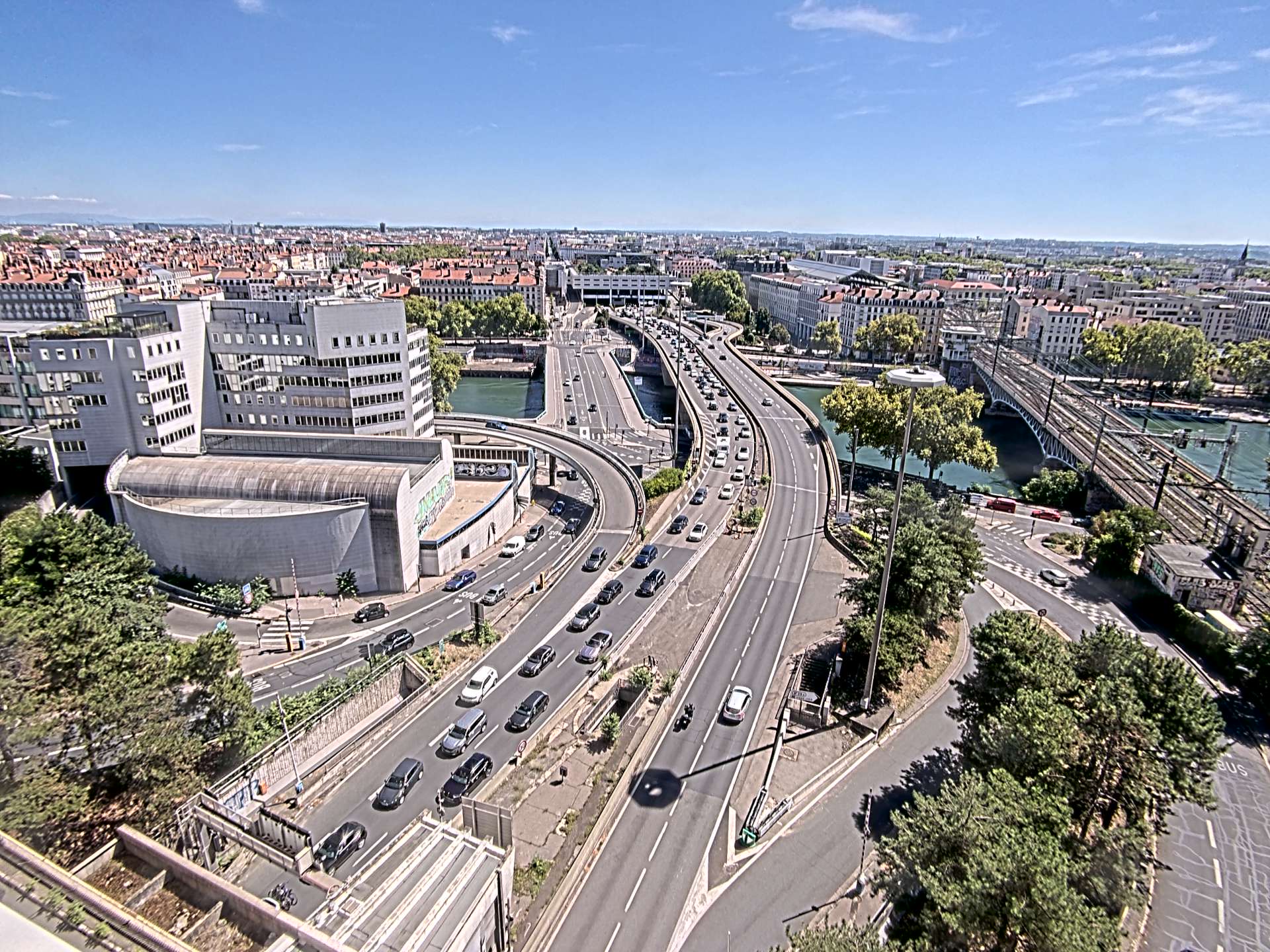 Caméra autoroute à Lyon Perrache à l'entrée Sud du Tunnel sous Fourvière, en direction de Marseille