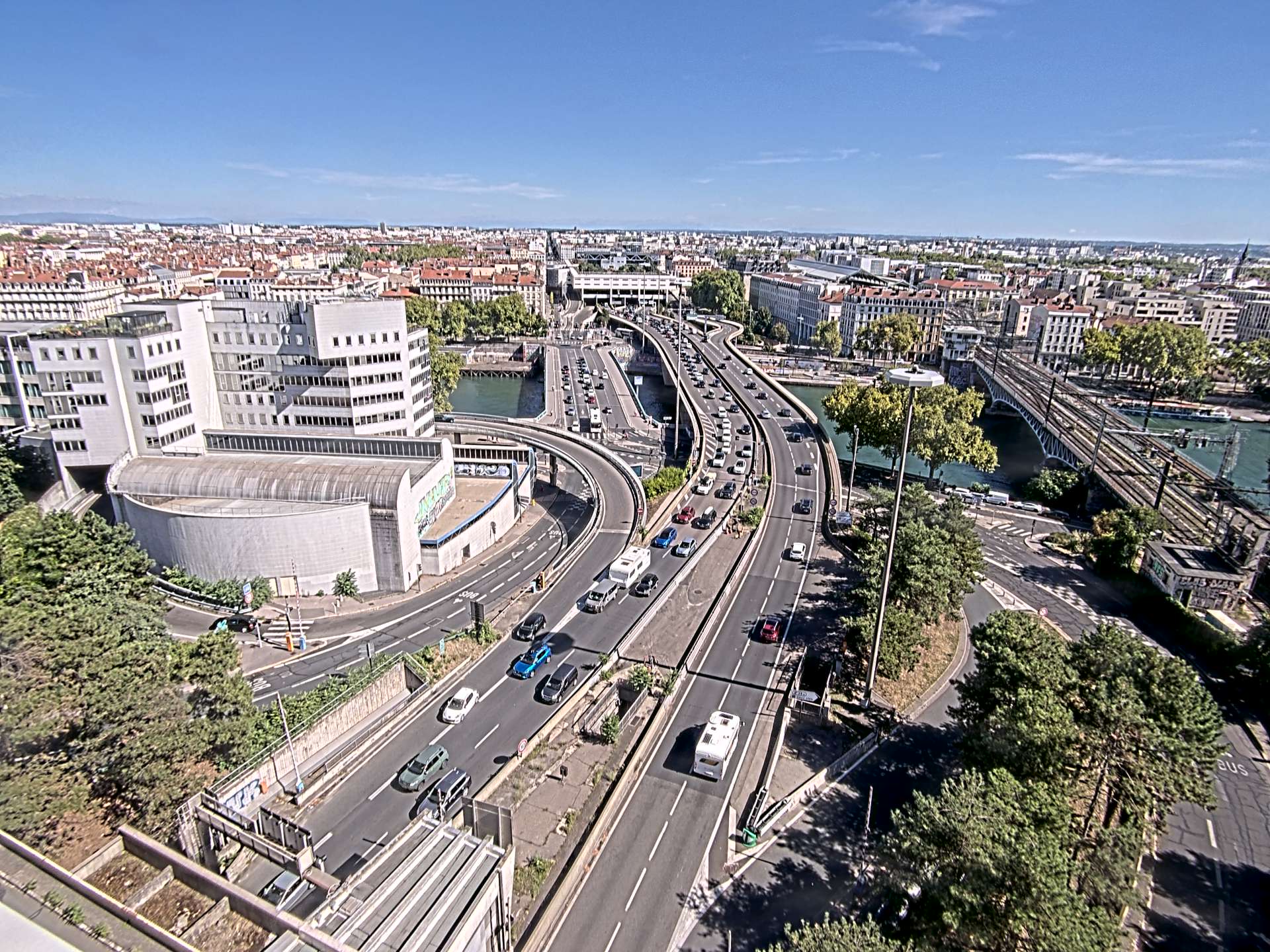 Caméra autoroute à Lyon Perrache à l'entrée Sud du Tunnel sous Fourvière, en direction de Marseille